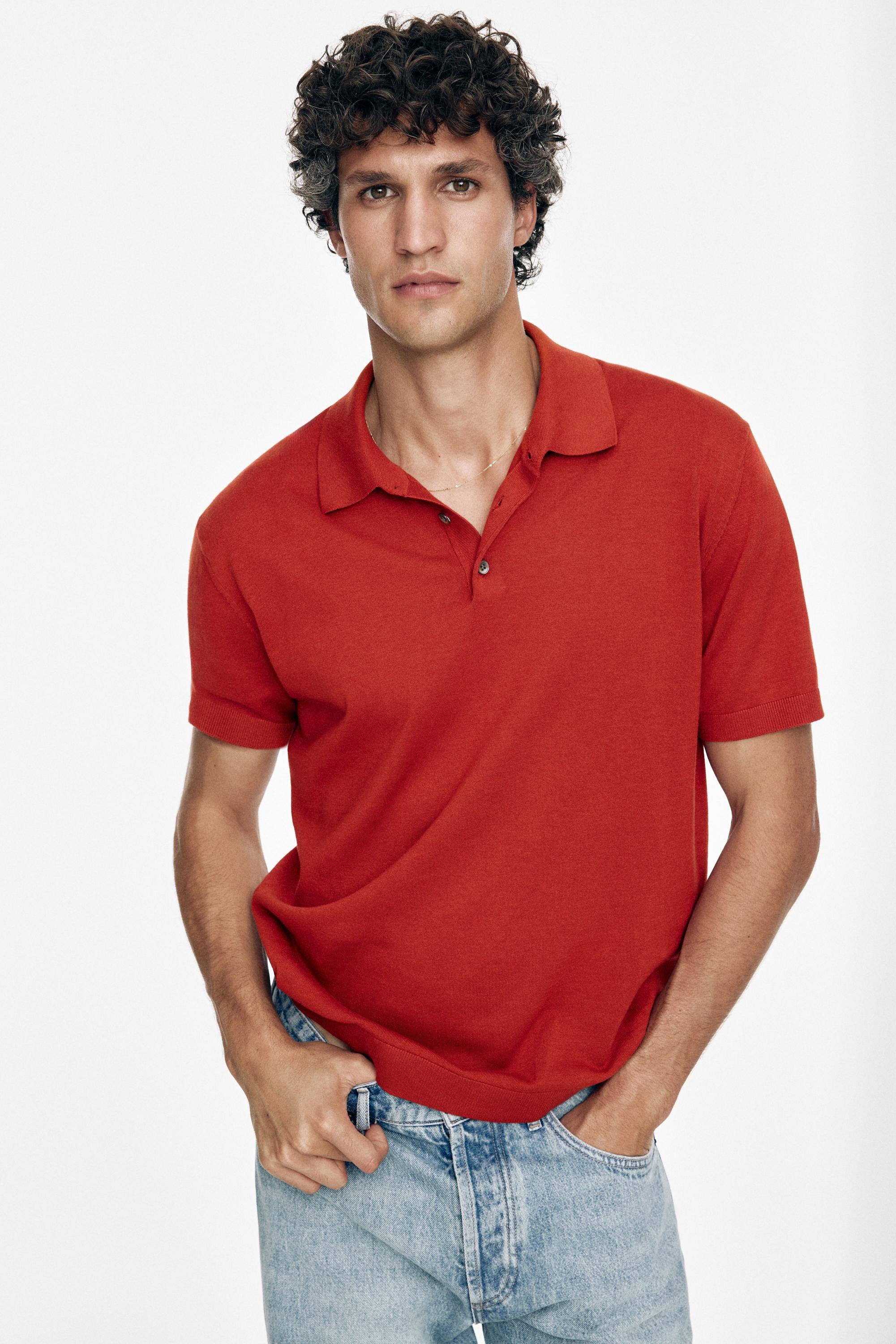 100% Cotton Knit Polo Shirt — RED