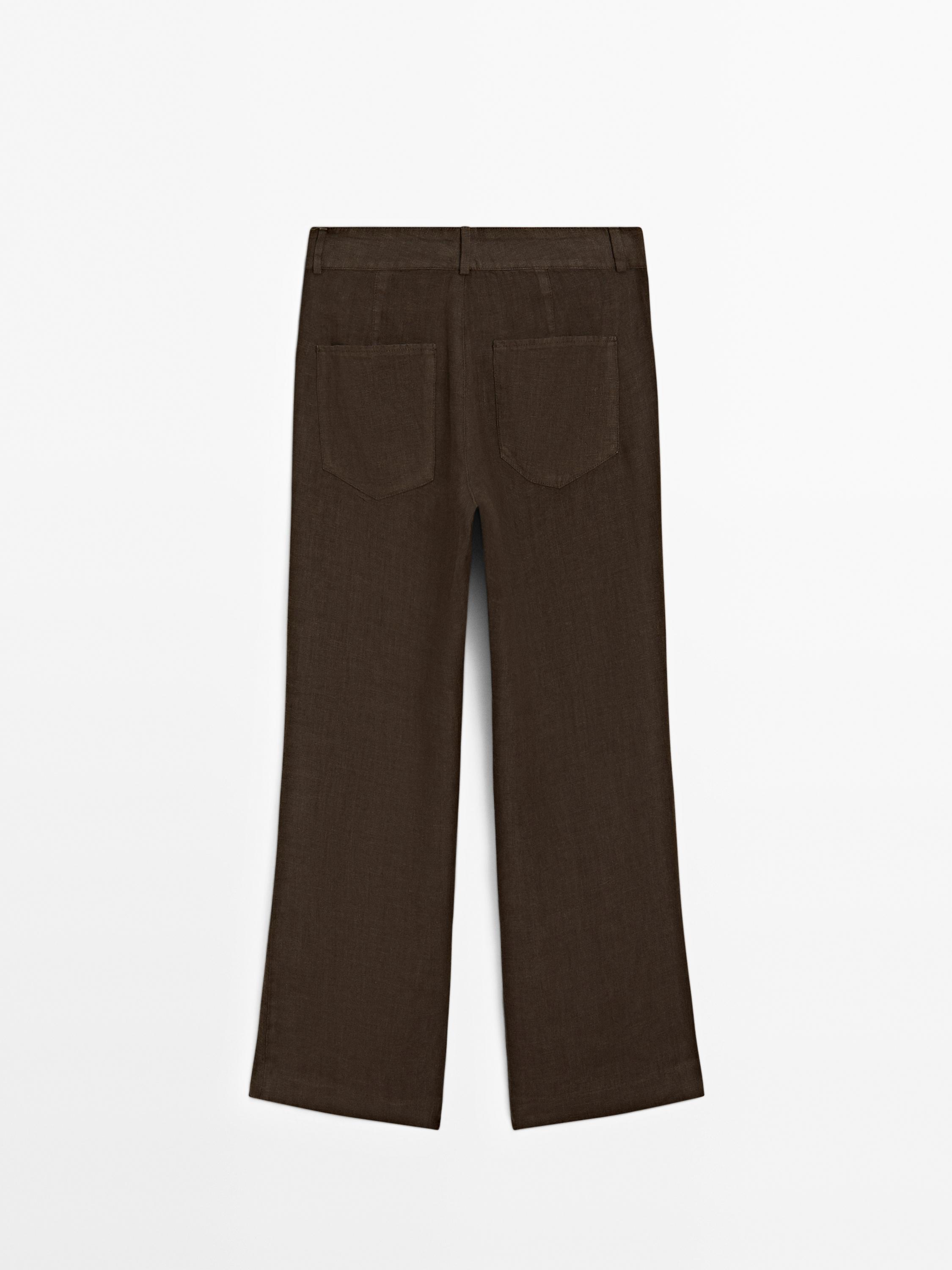 100% linen kick flare fit trousers