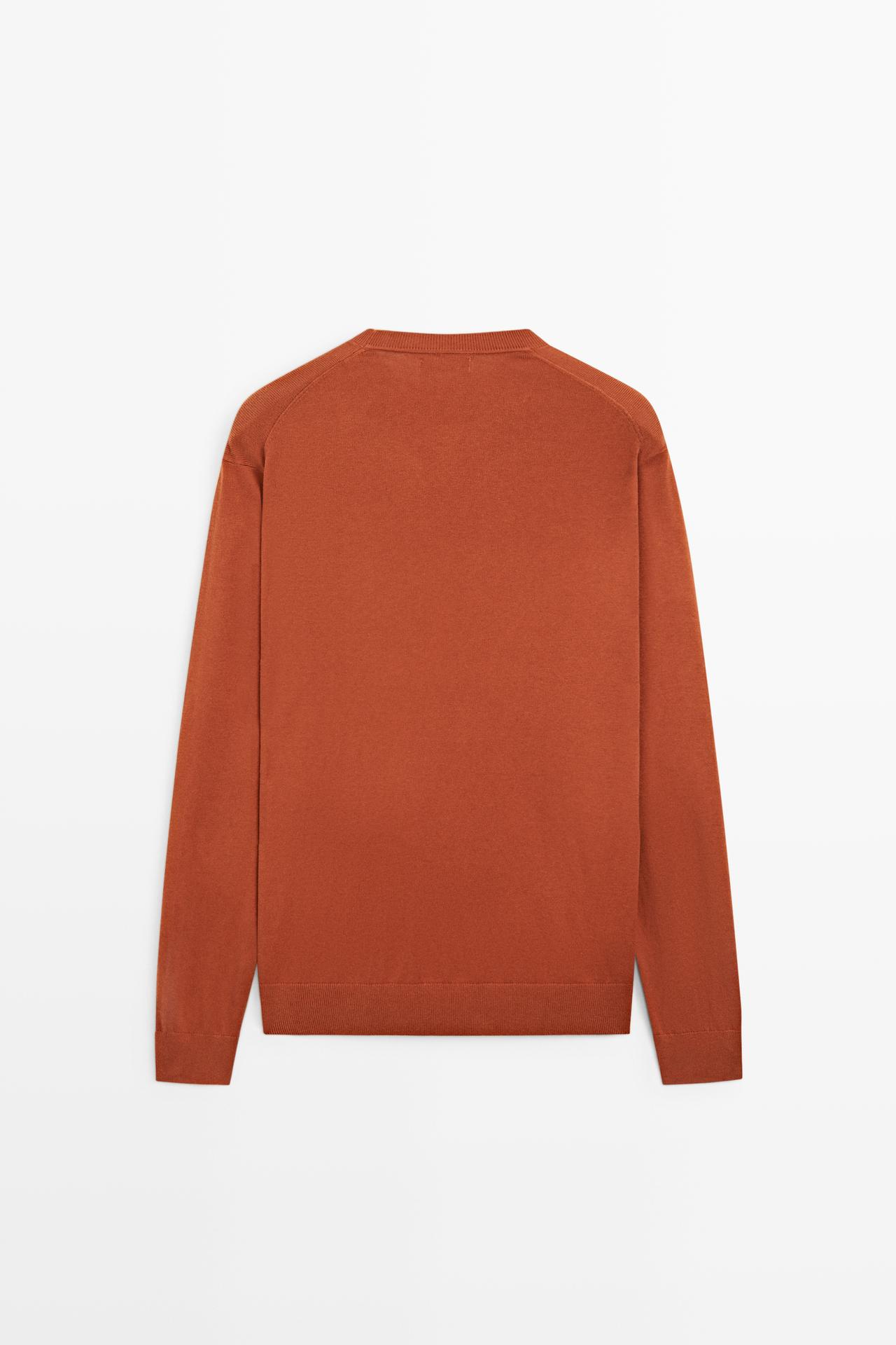 Cotton blend knit sweater — Wine Red