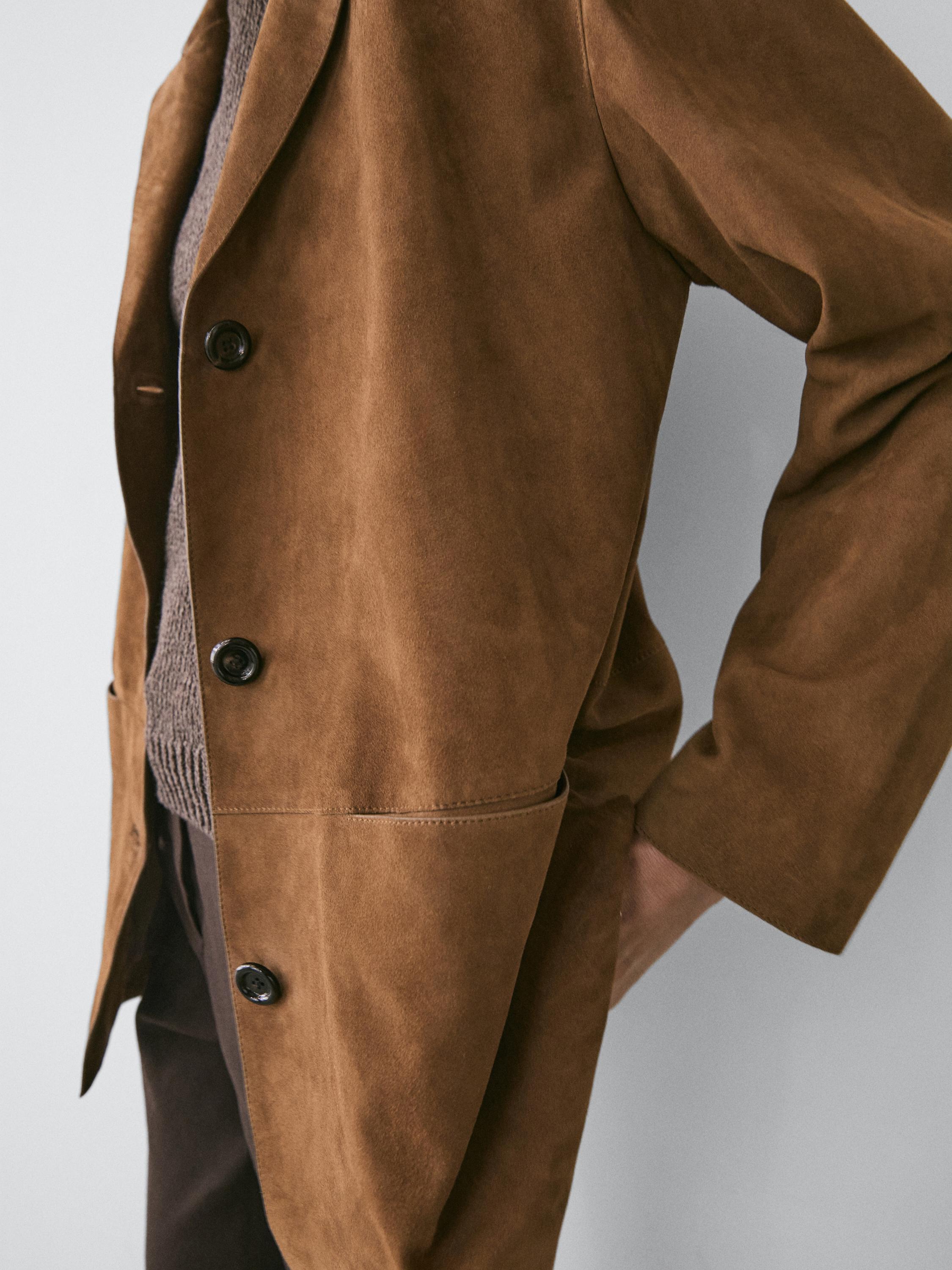 Suede leather jacket — CAMEL
