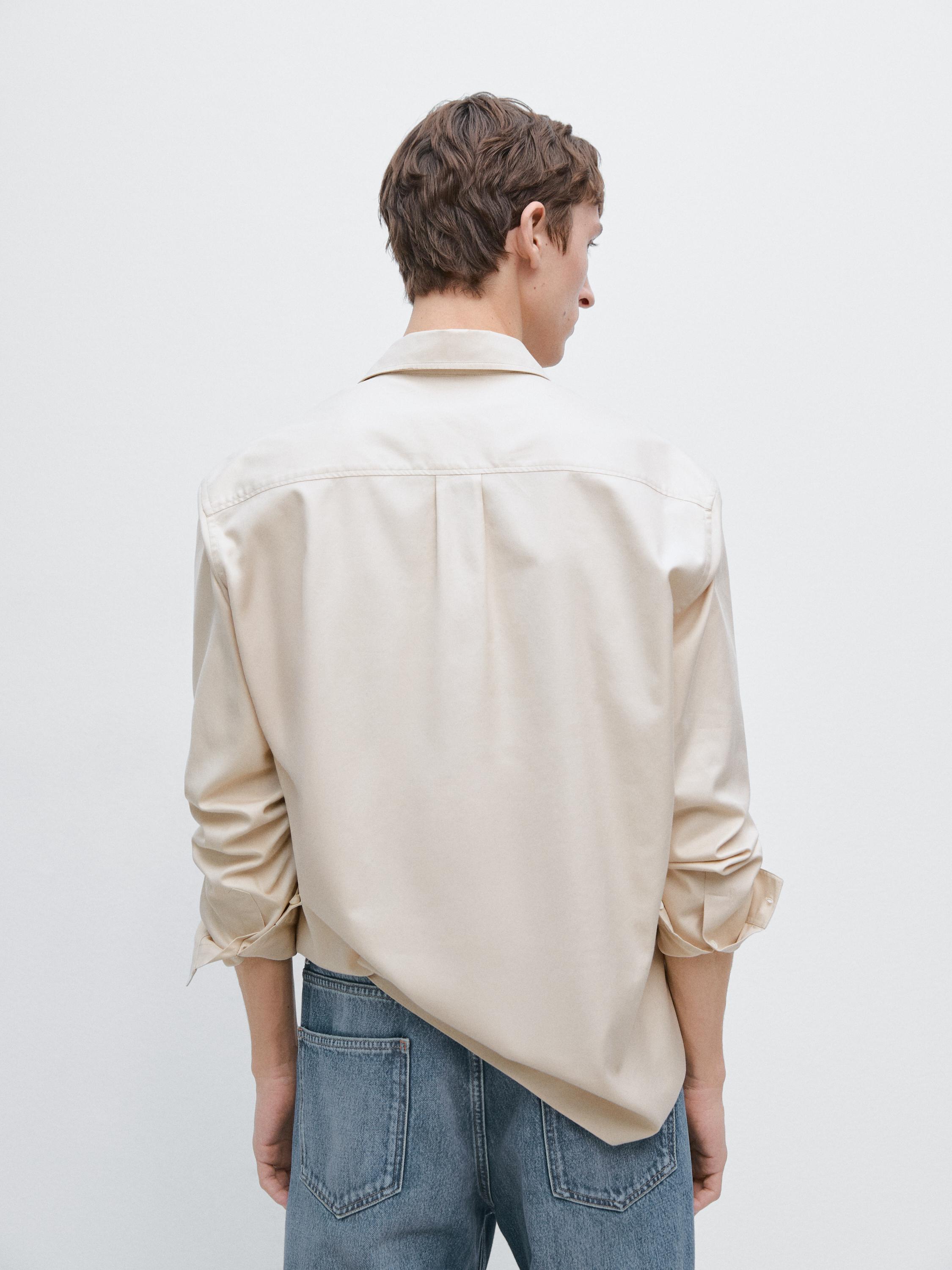 Cotton shirt with pockets — BEIGE