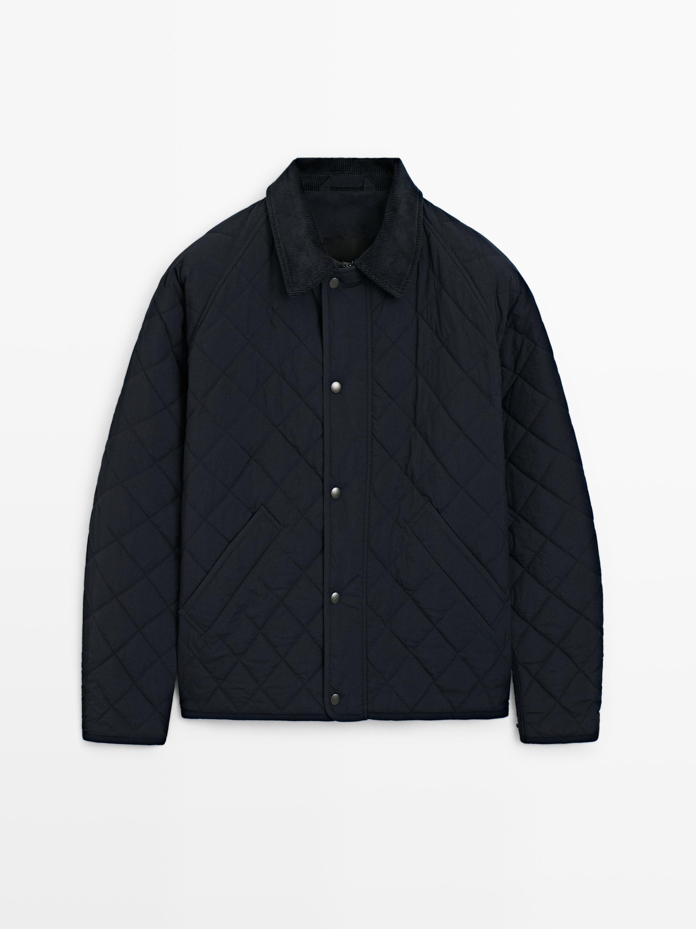 Puffer jacket with nappa collar