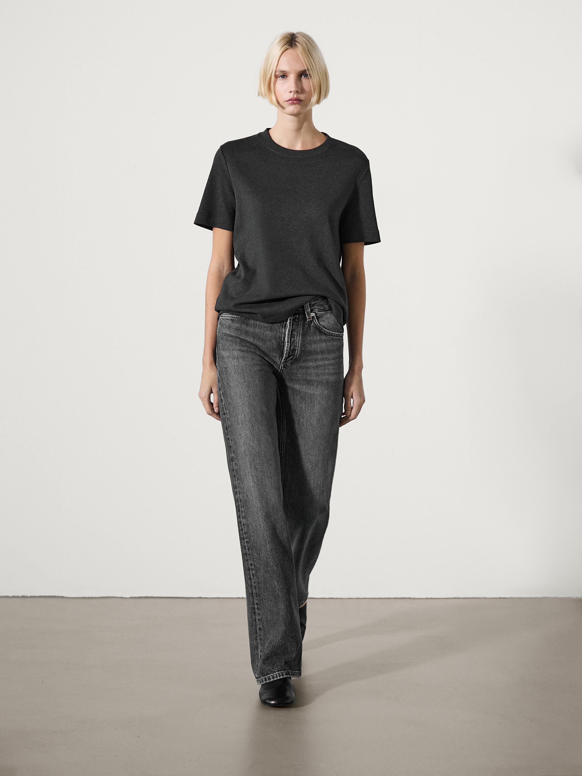100% cotton interlock crew neck T-shirt — ANTHRACITE GREY