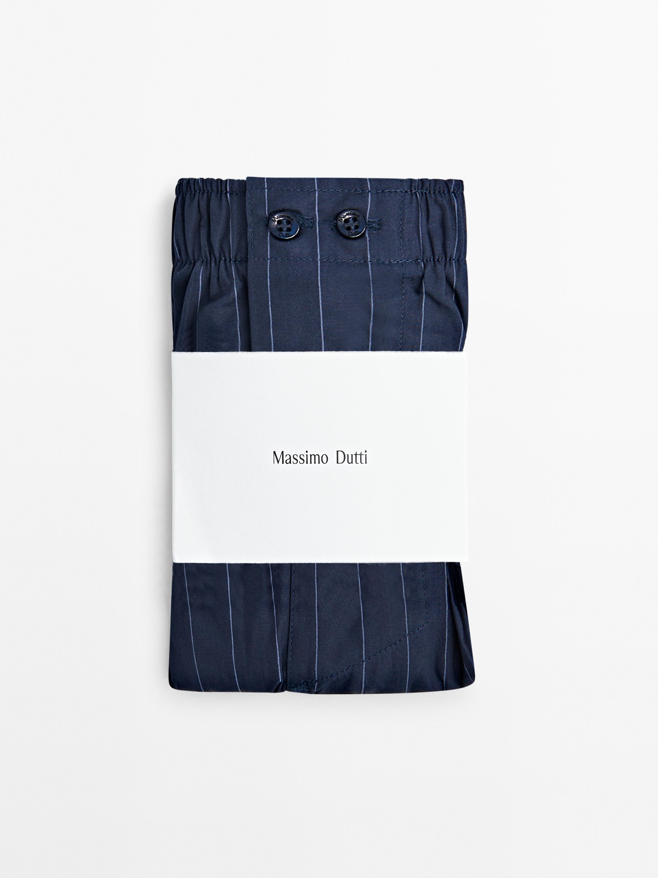 Navy blue striped poplin boxers