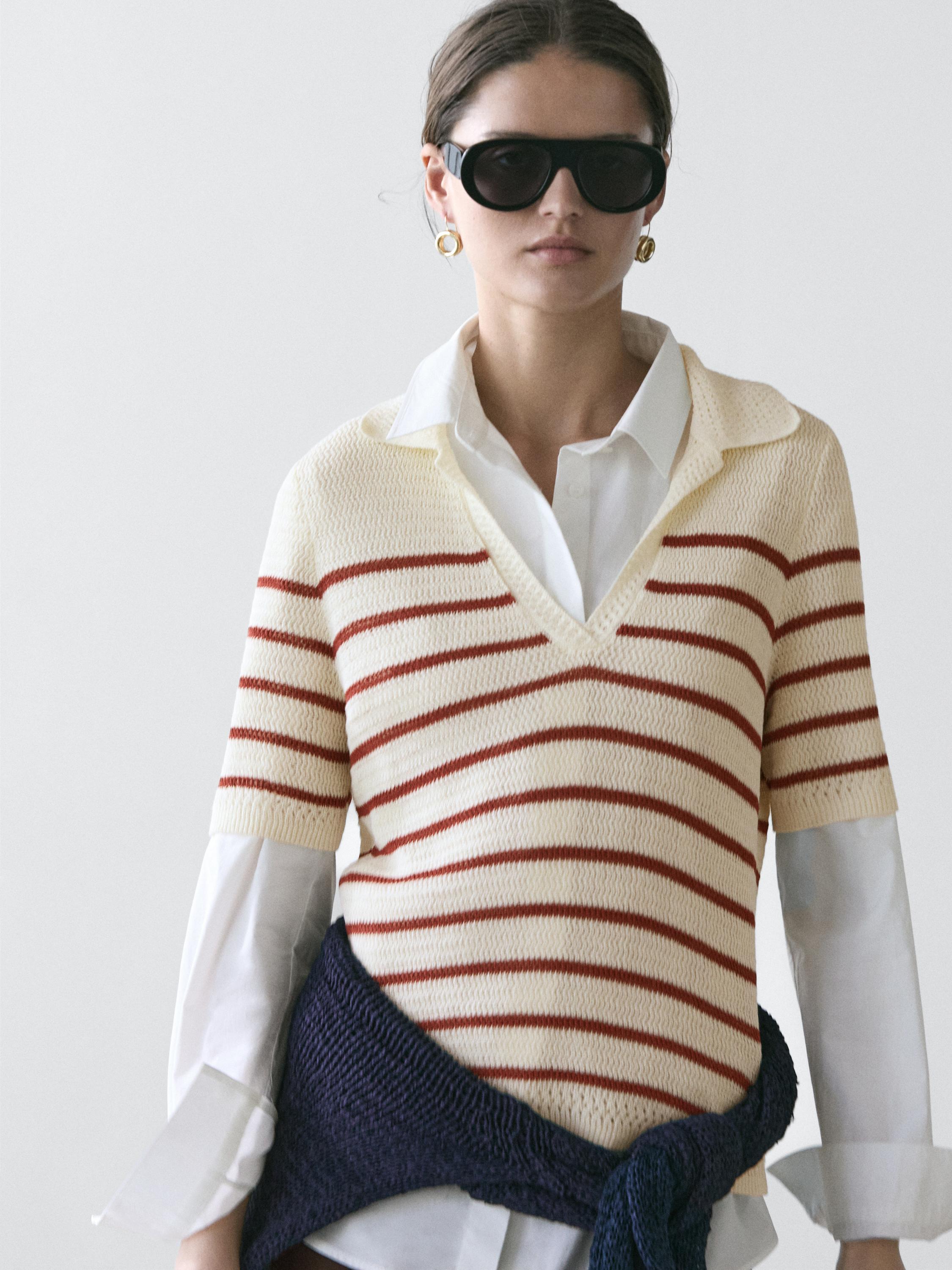 Striped polo shirt with cotton