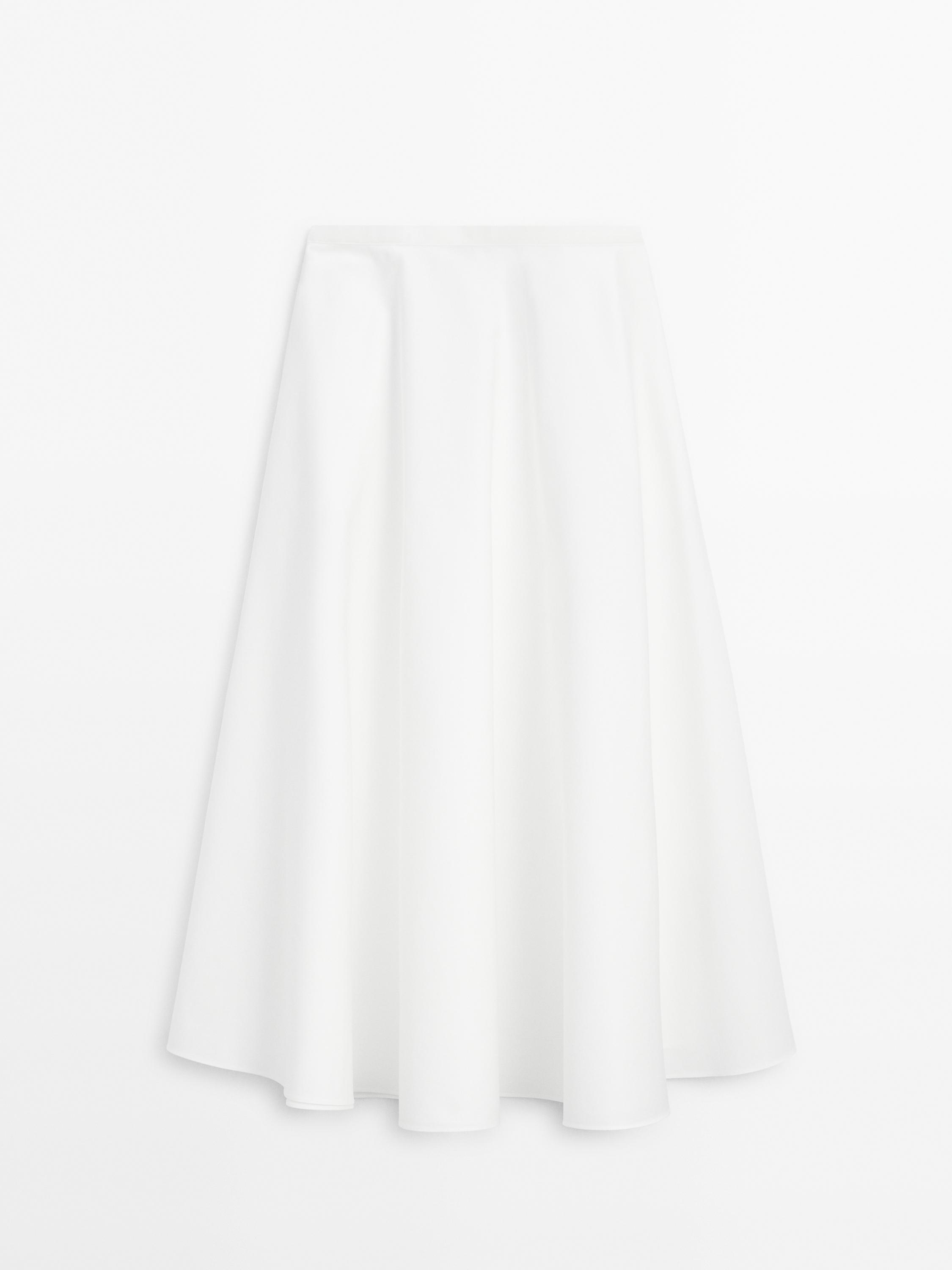 Cotton blend poplin midi skirt