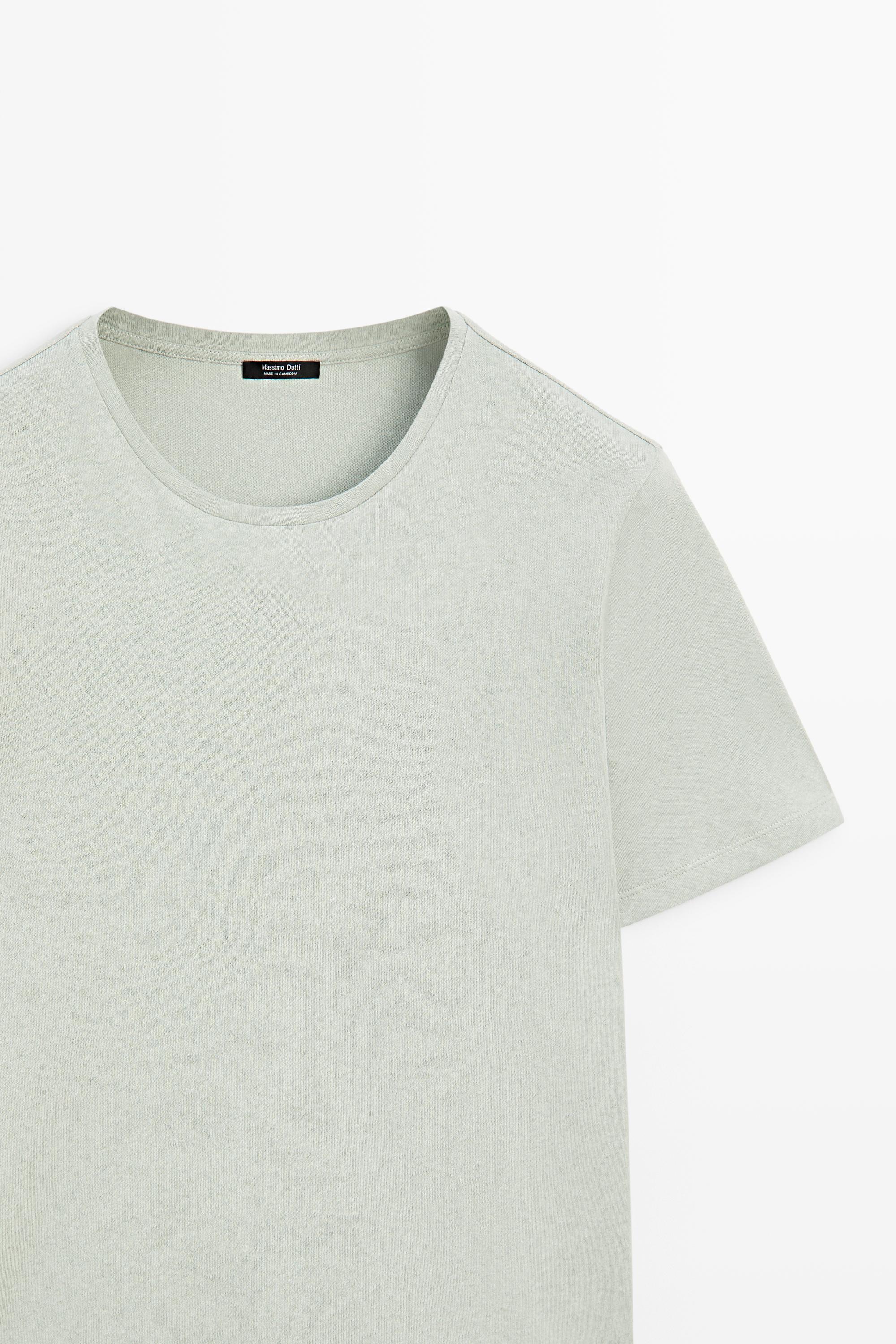 Short sleeve linen and cotton T-shirt — GREEN