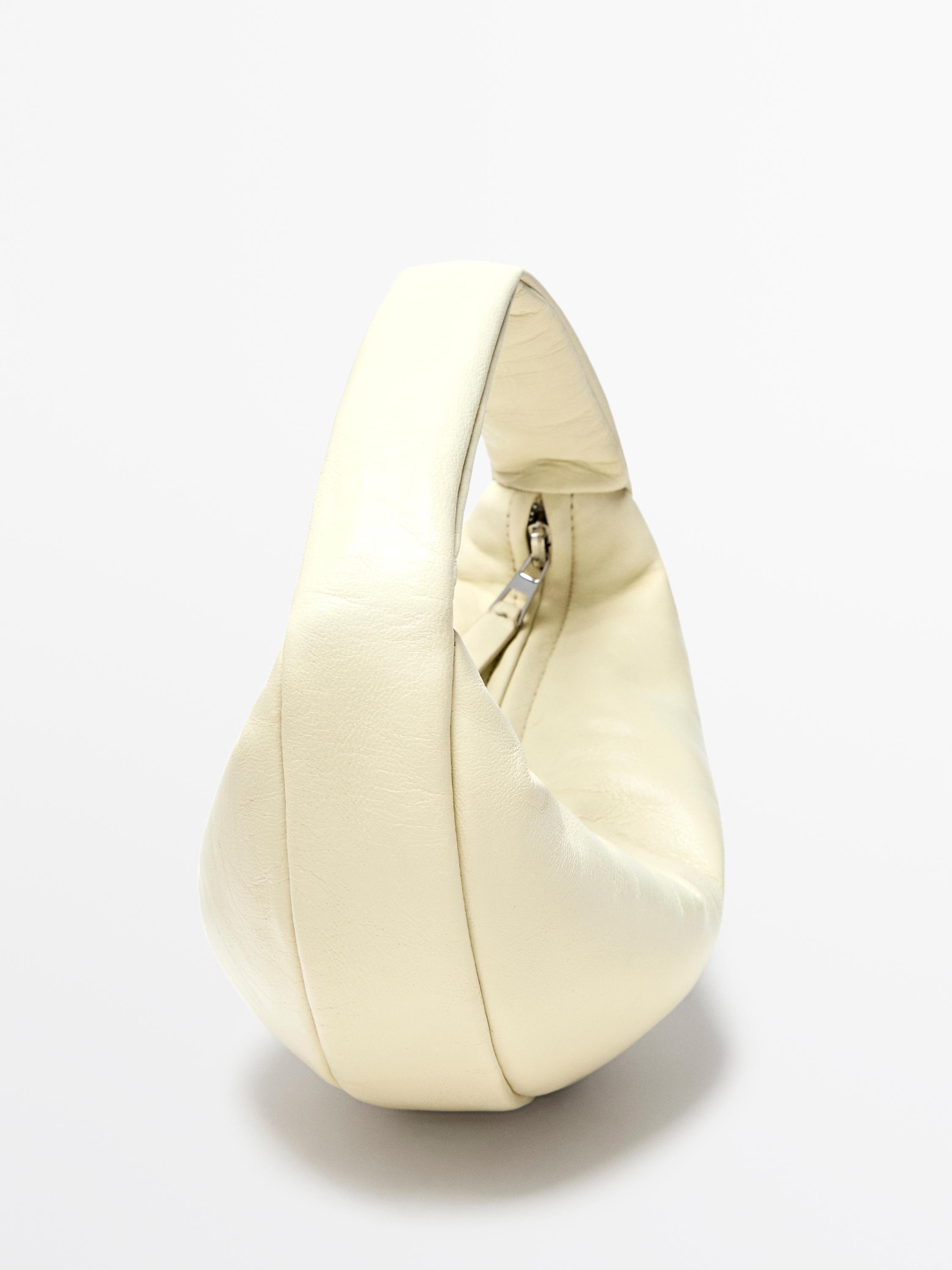Mini nappa leather half-moon bag — WHITE
