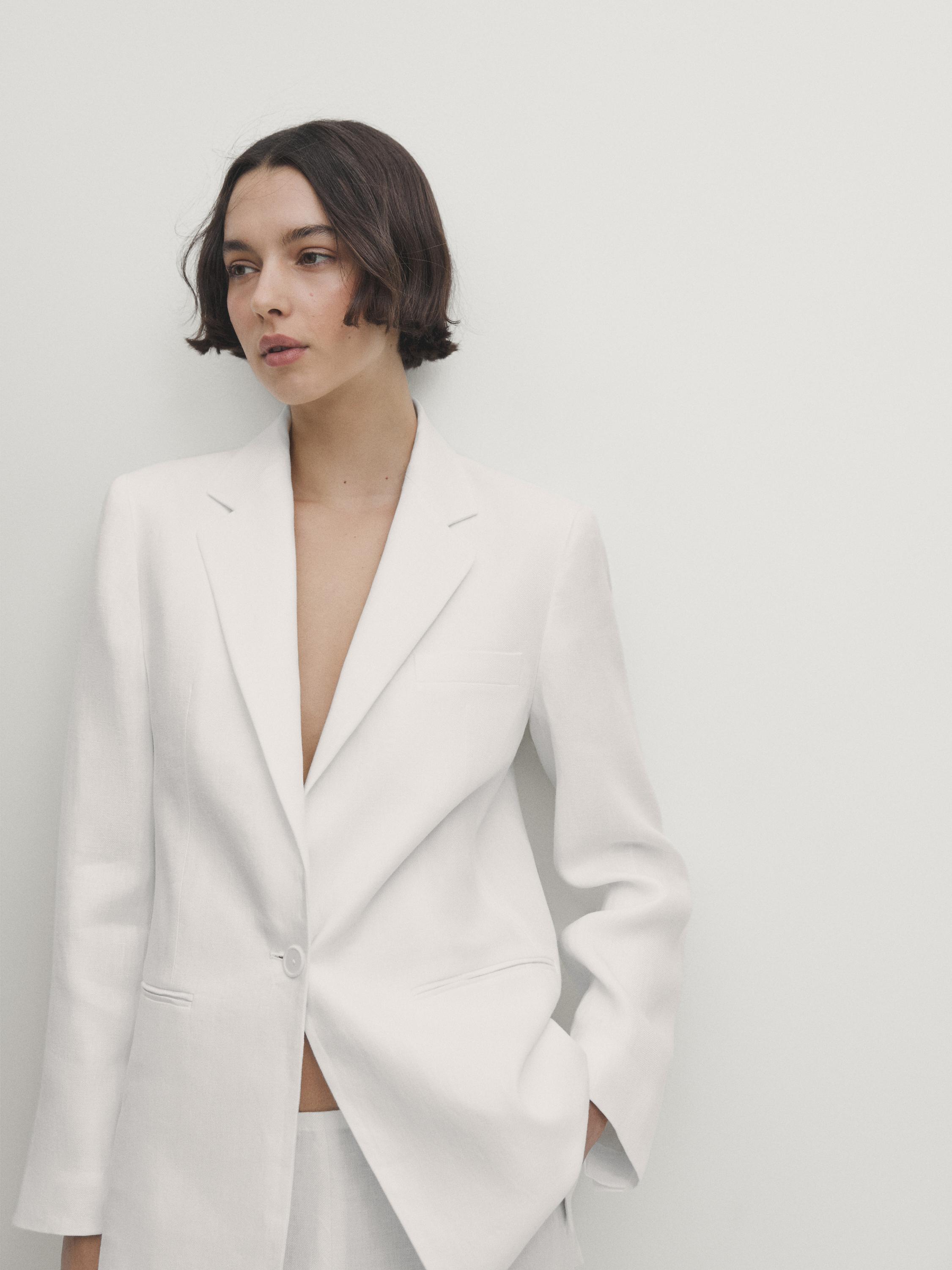 Blazer 100 % lin à un bouton