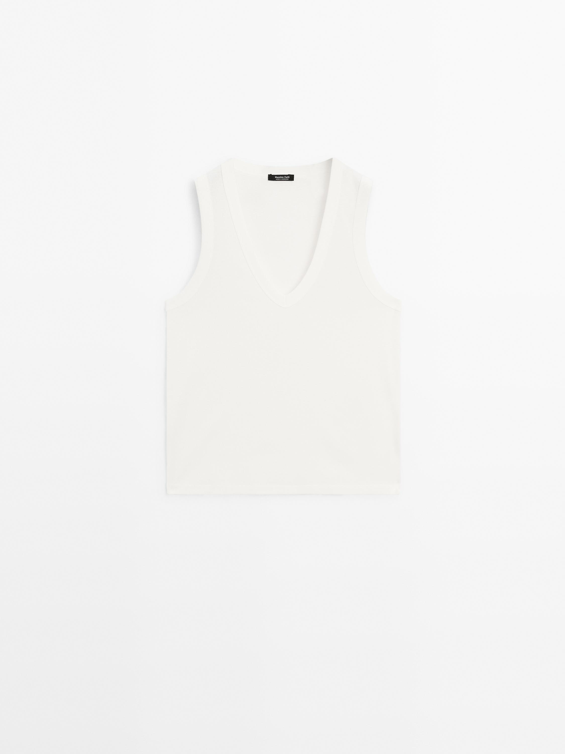T-shirt sem mangas em algodão mercerizado