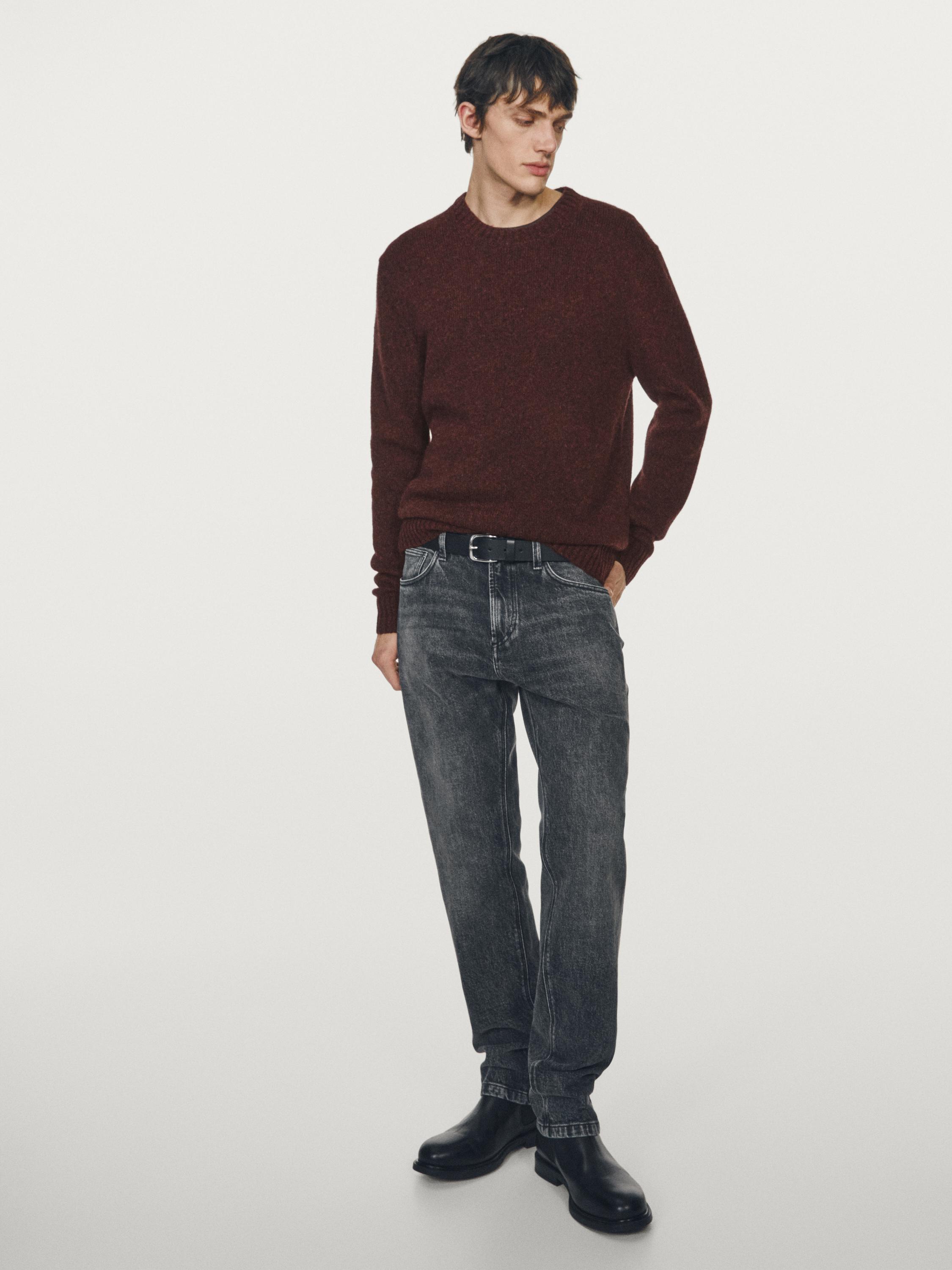 Wool blend sweater with crew neck