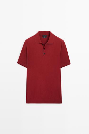 100% cotton knit short sleeve polo shirt — DARK PINK 2