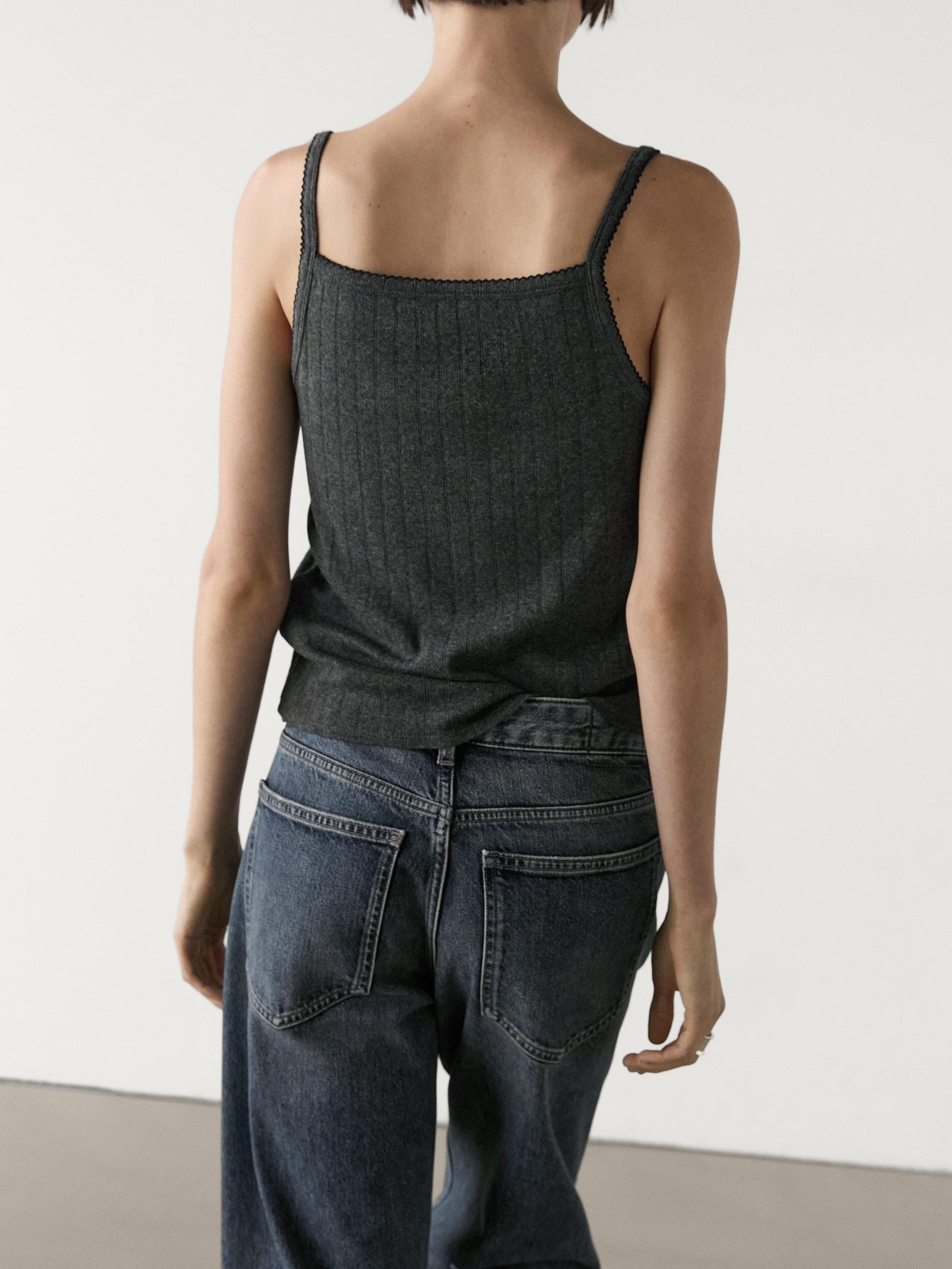 Pointelle top with bow detail