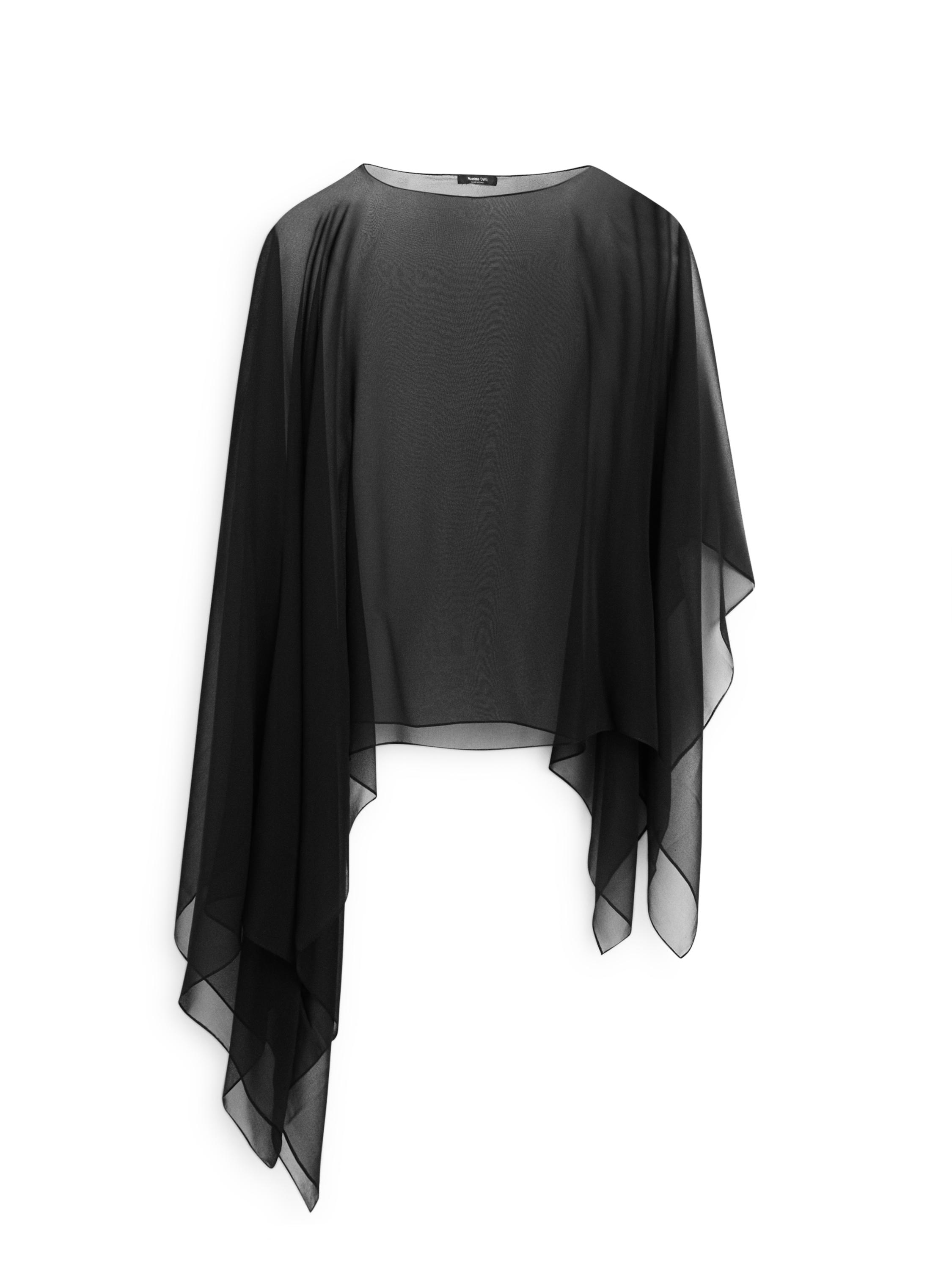 Asymmetric cut silk cape — BLACK