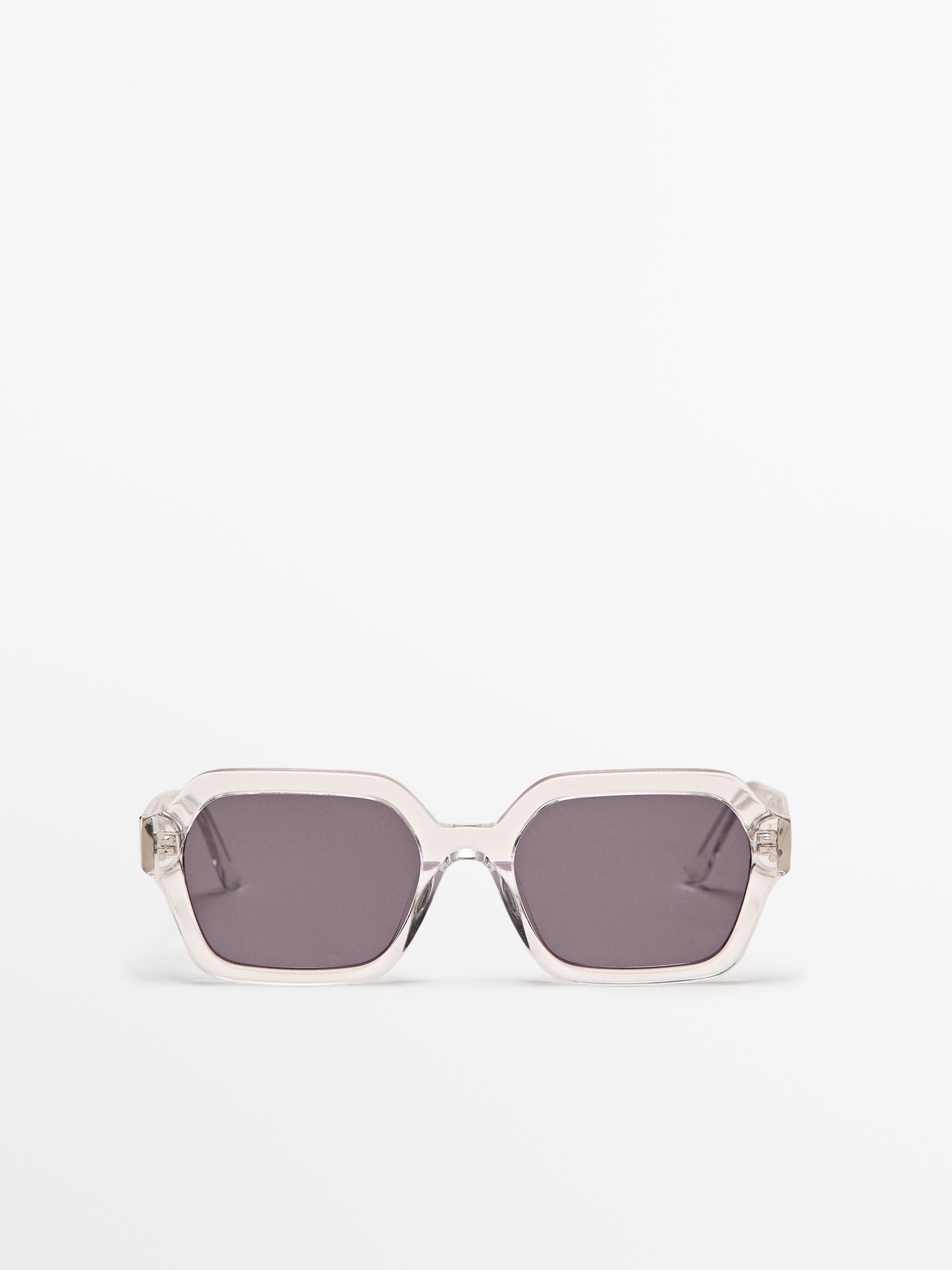 Translucent square resin sunglasses