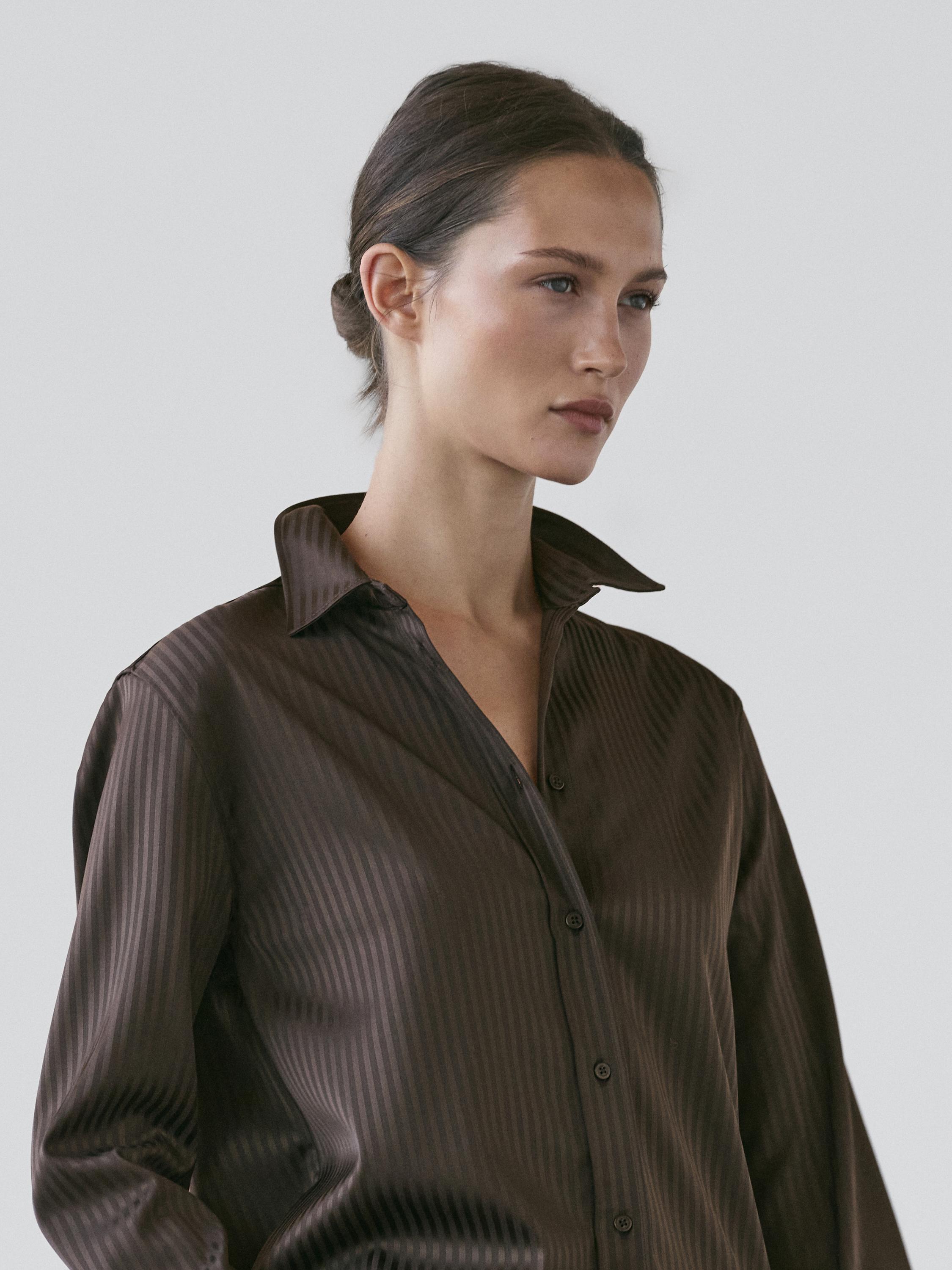 Striped flowing shirt — BROWN