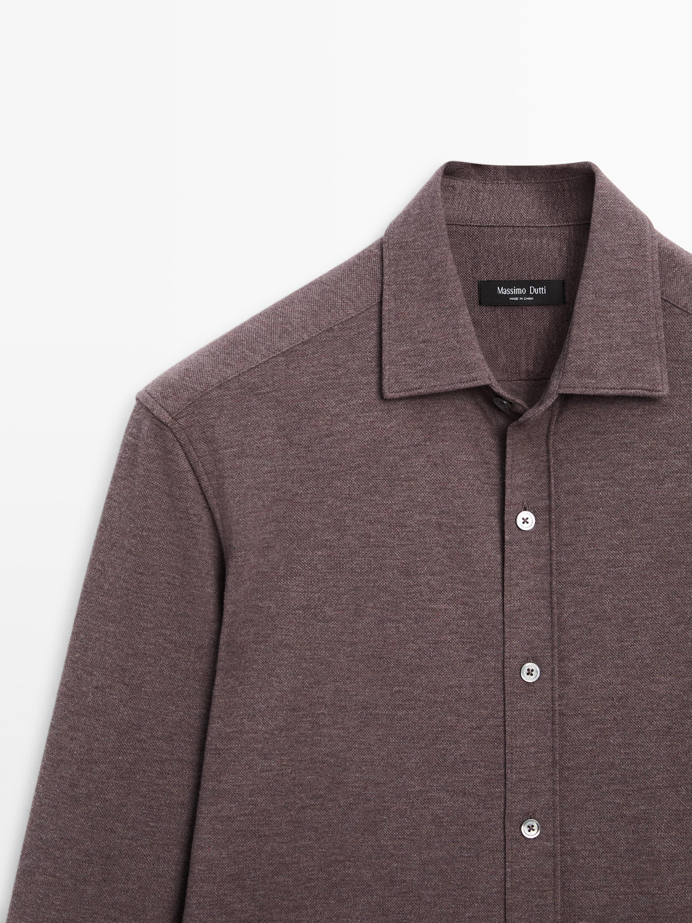 Regular fit melange shirt — BROWN