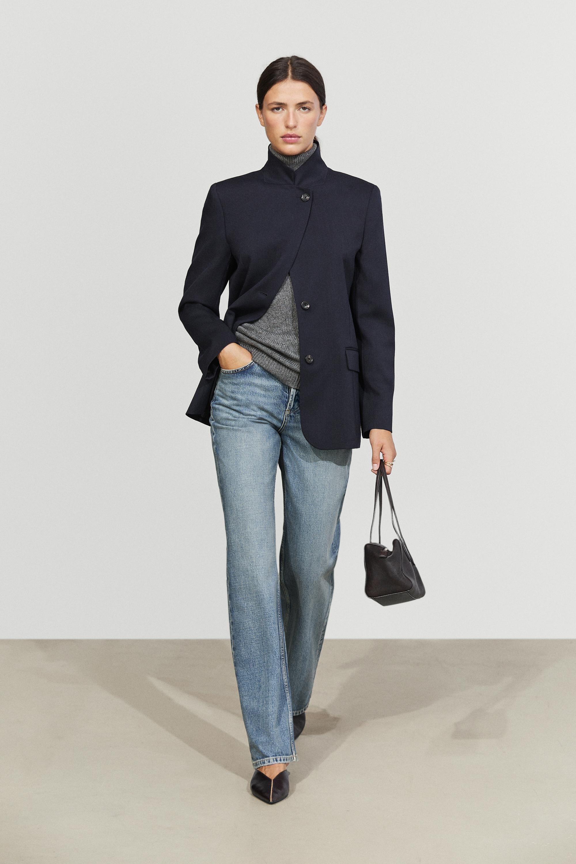 Blazer mit Stehkragen und Wollmischung