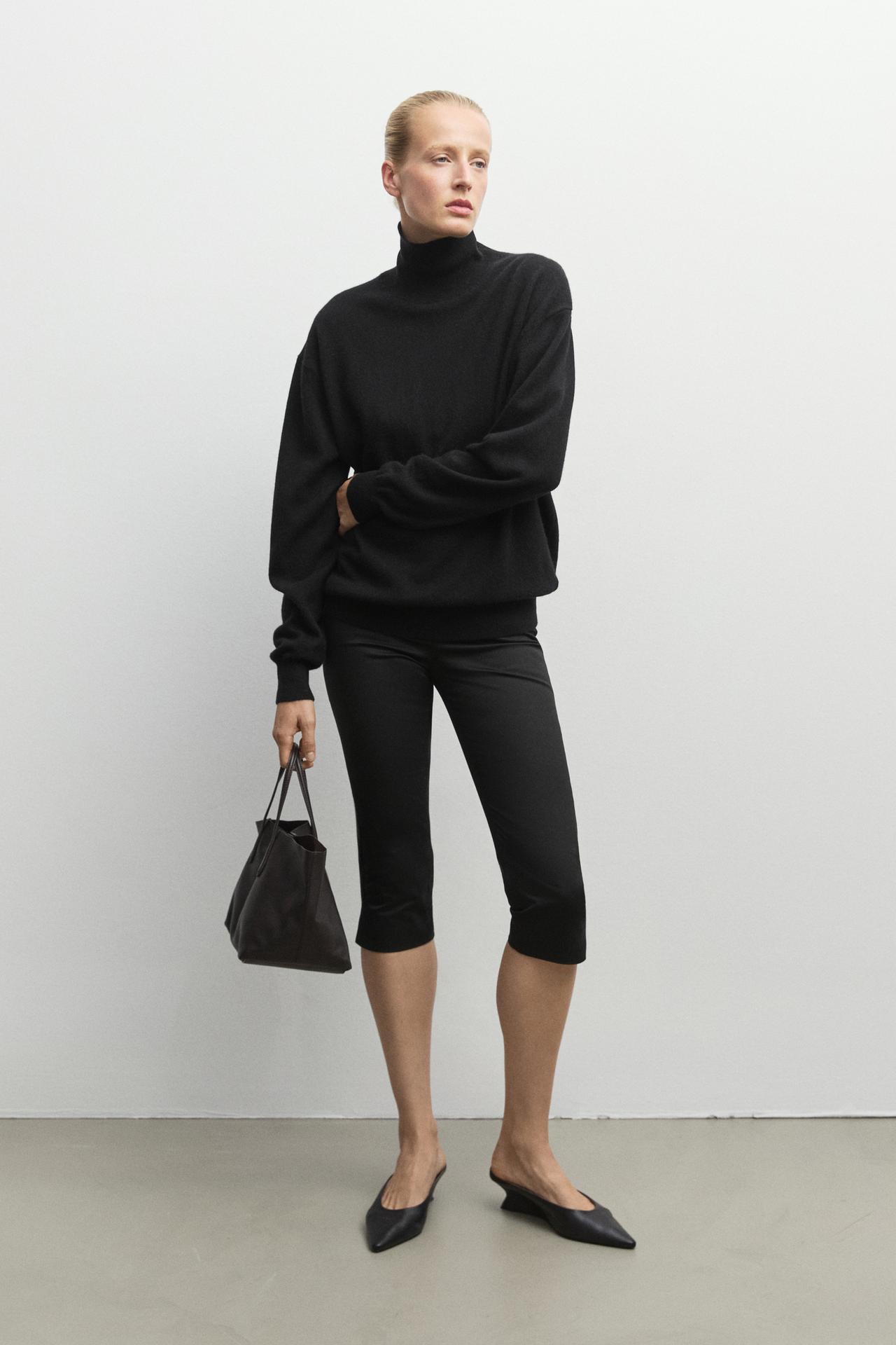 Cotton blend capris — BLACK