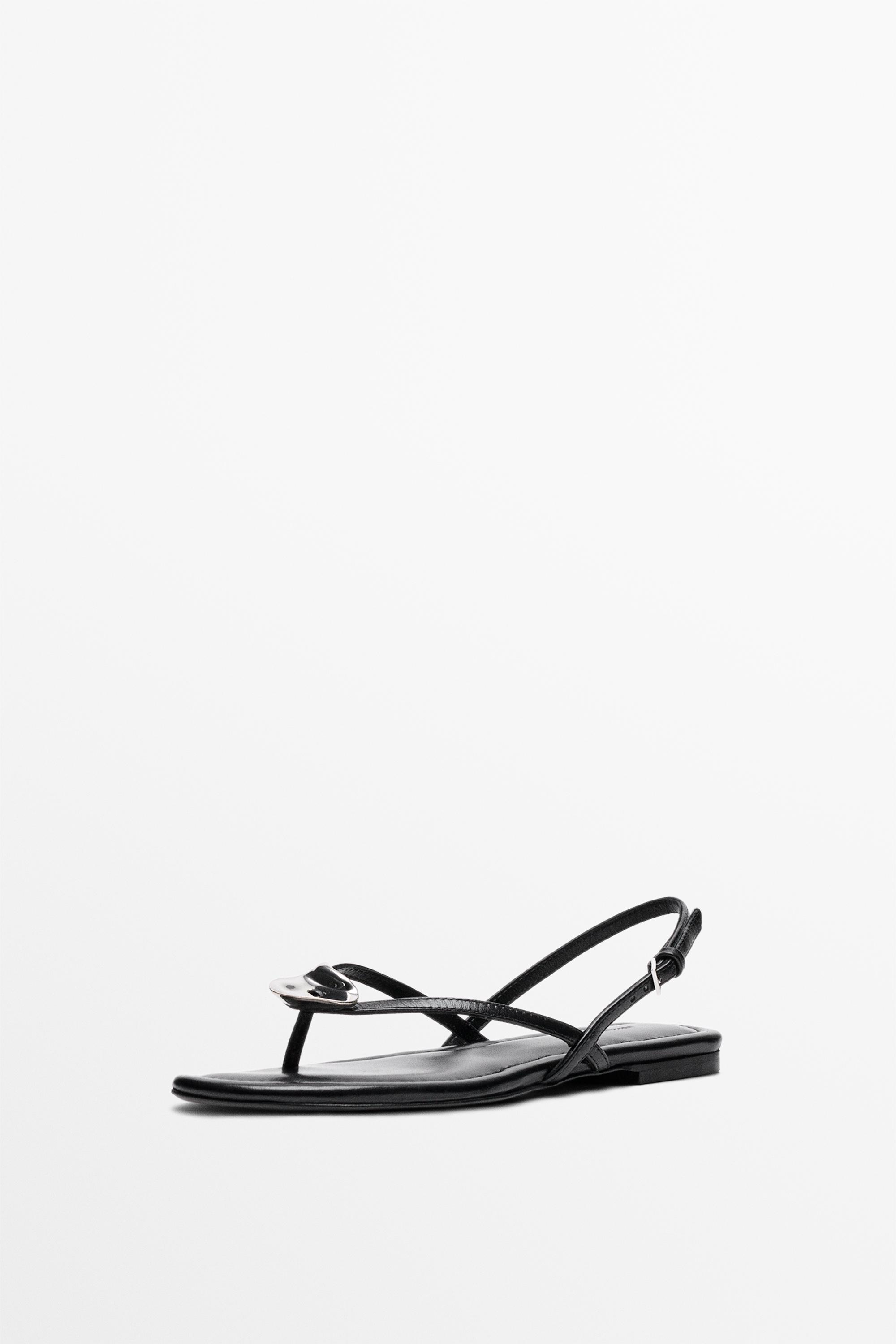 Flat slider sandals with gem detail — BLACK