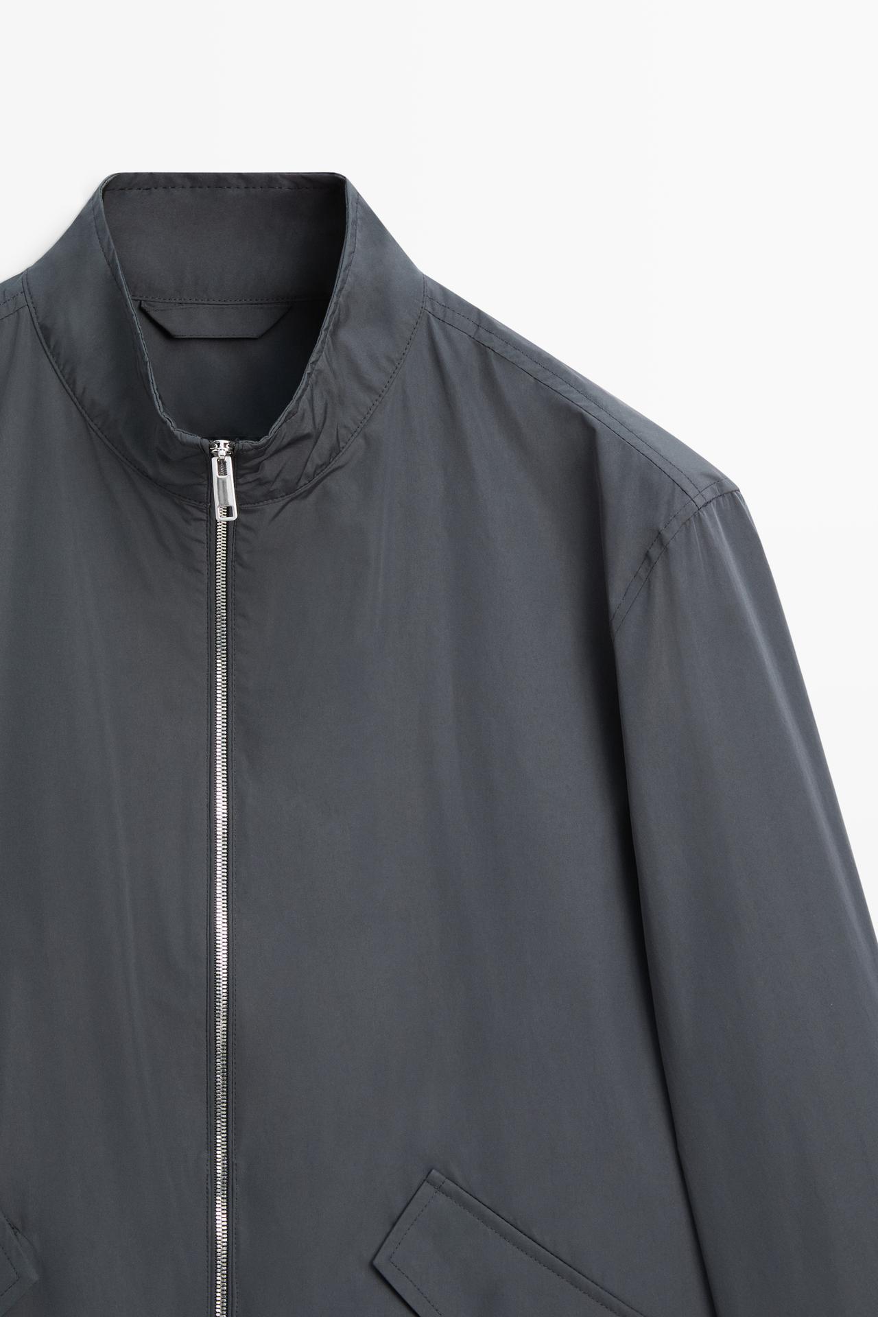 High neck jacket with pocket details — DARK GREY