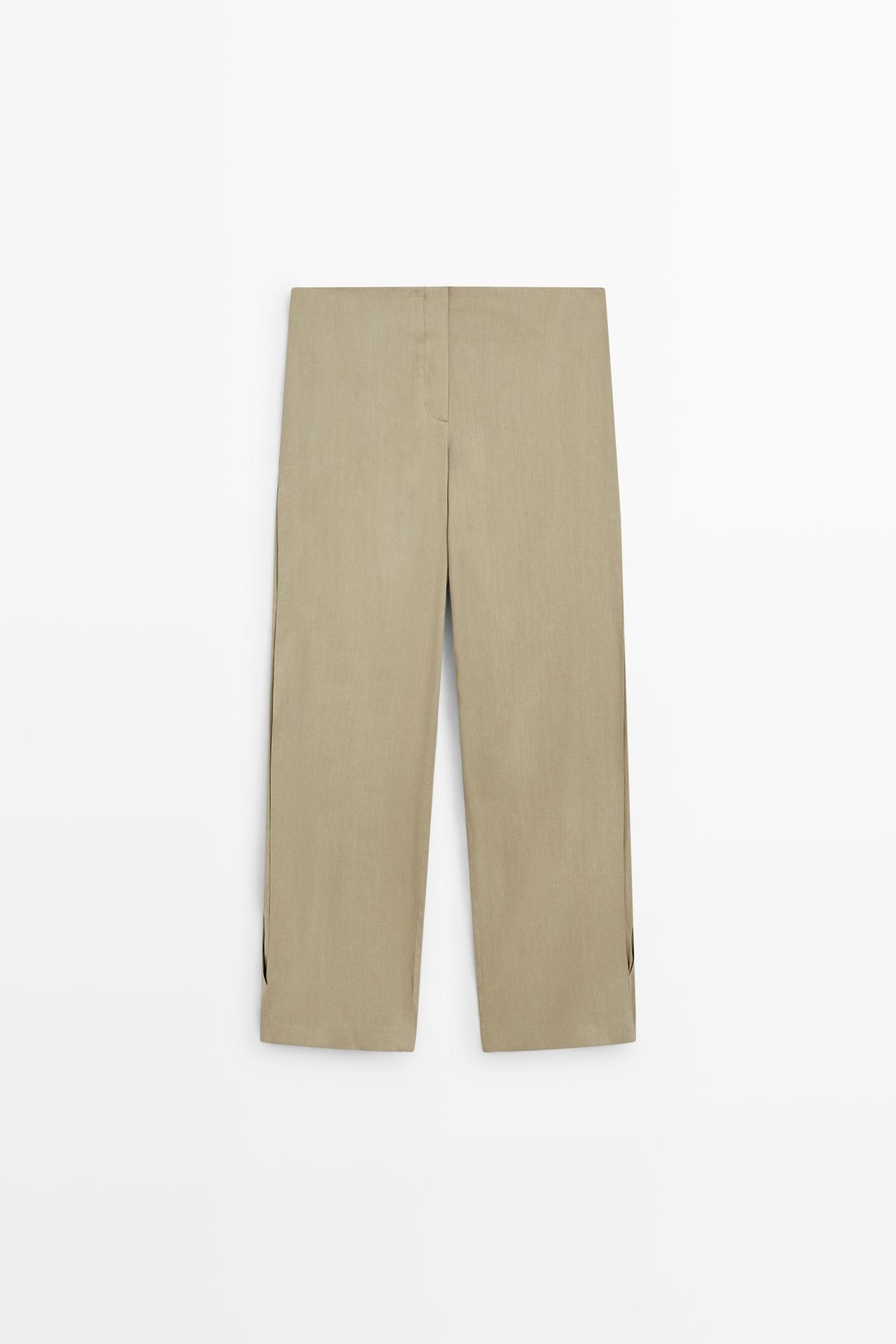 Flowing pleated pants - STUDIO — PALE KHAKI