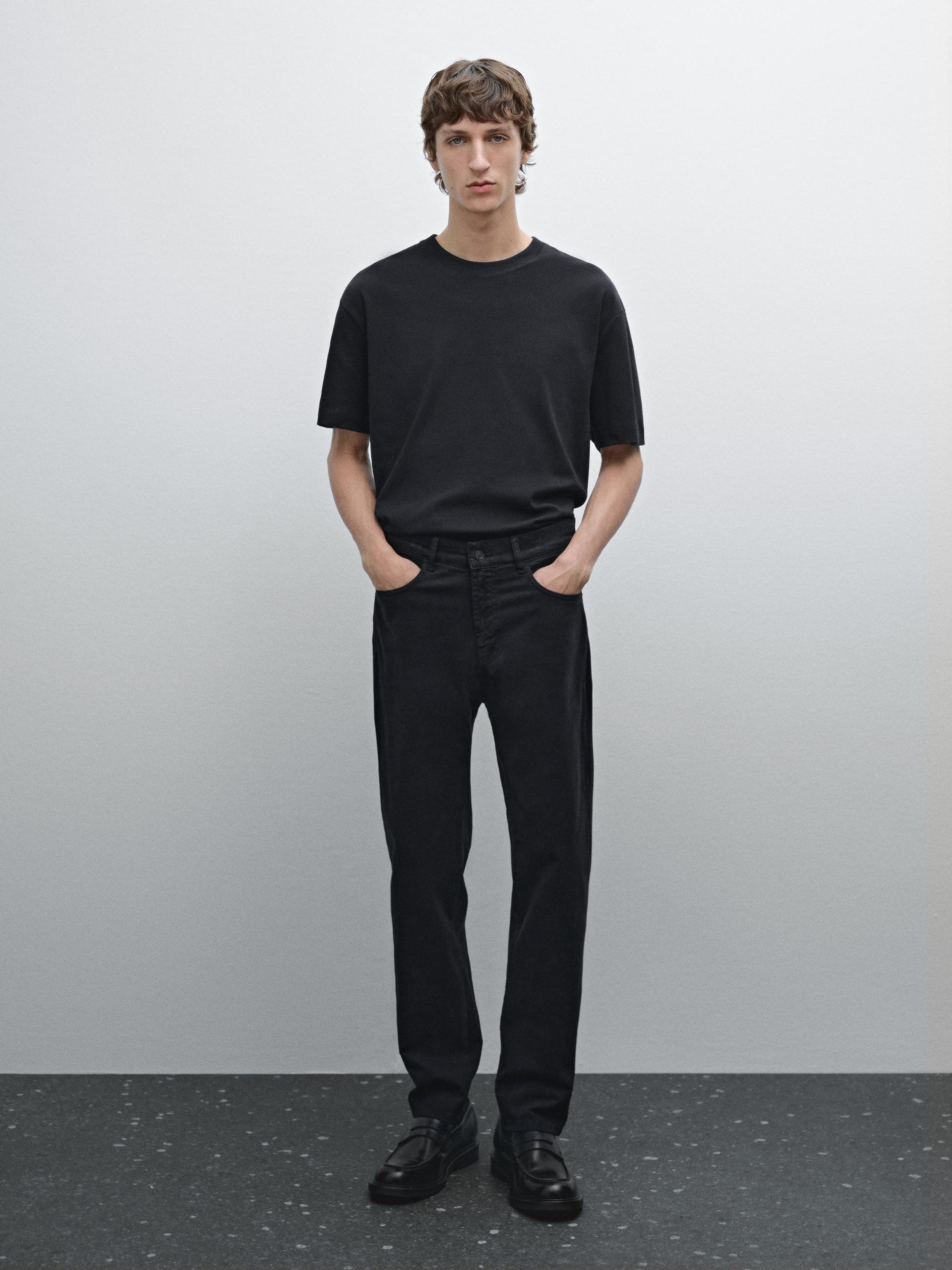 Maglietta A Maniche Corte Medium Weight 100% Cotone - Verde Muschio - M - Massimo Dutti - Maschile