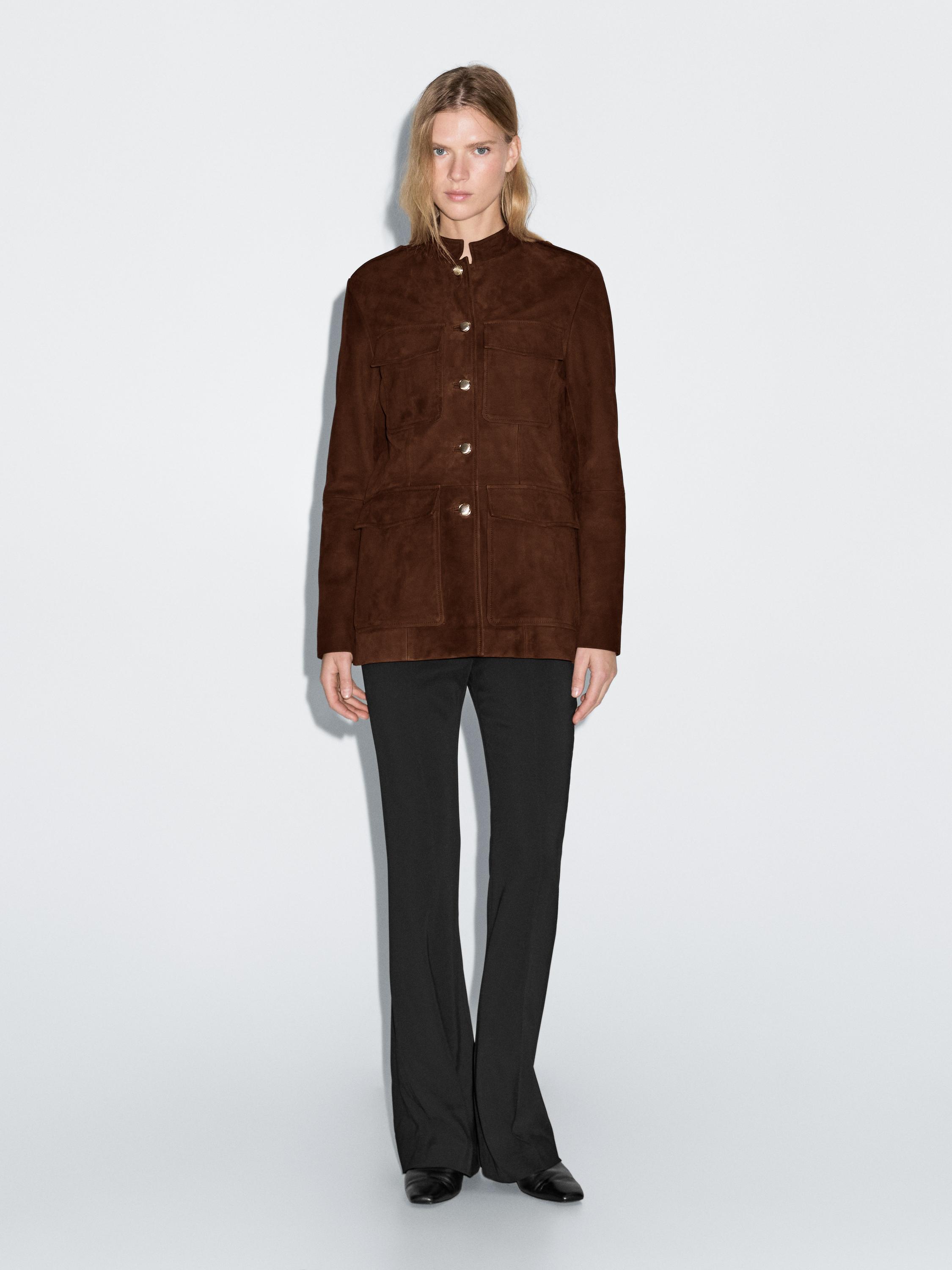 Suede leather safari jacket