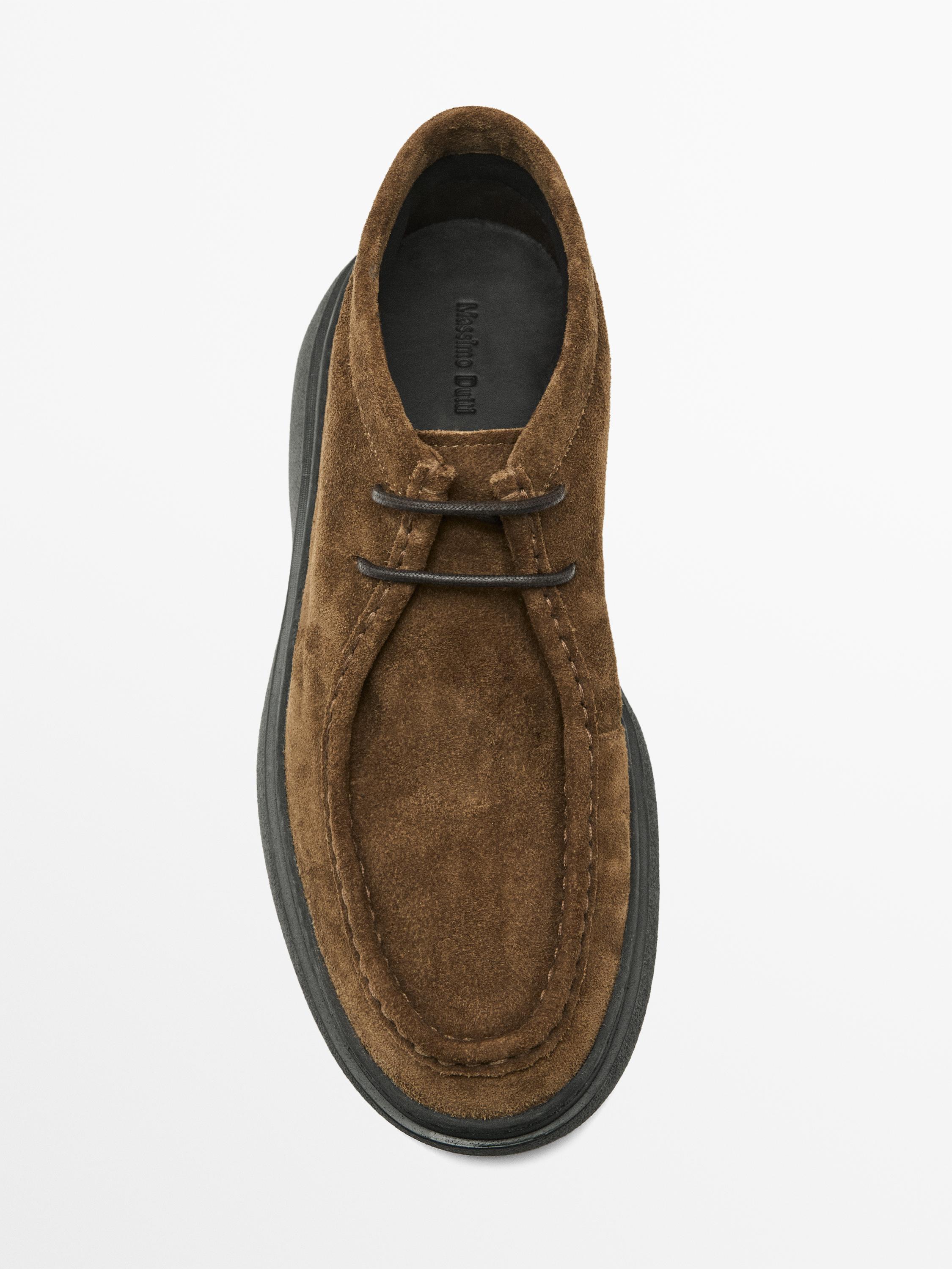 Moc toe split suede ankle boots