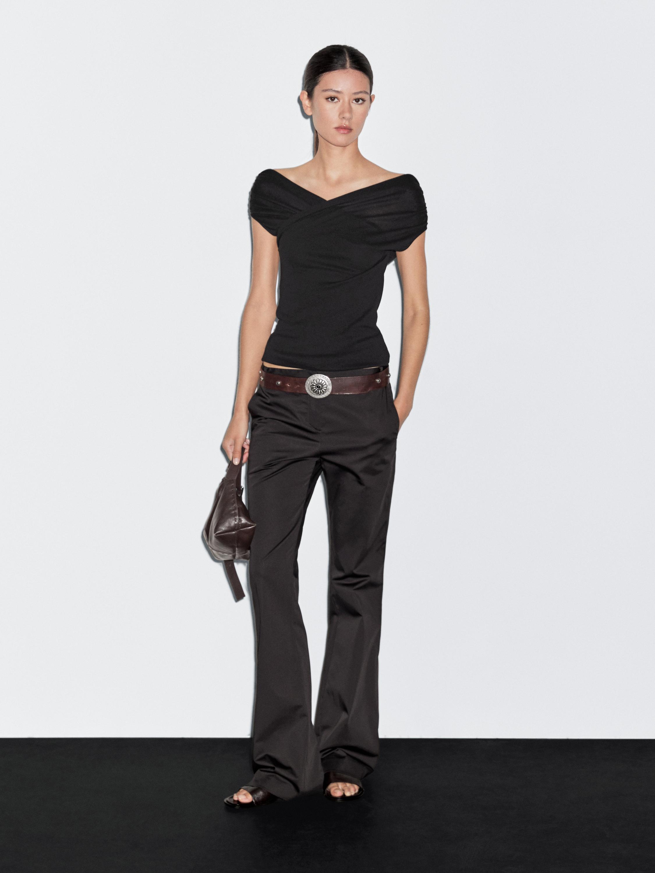 100% cotton surplice boat neck top