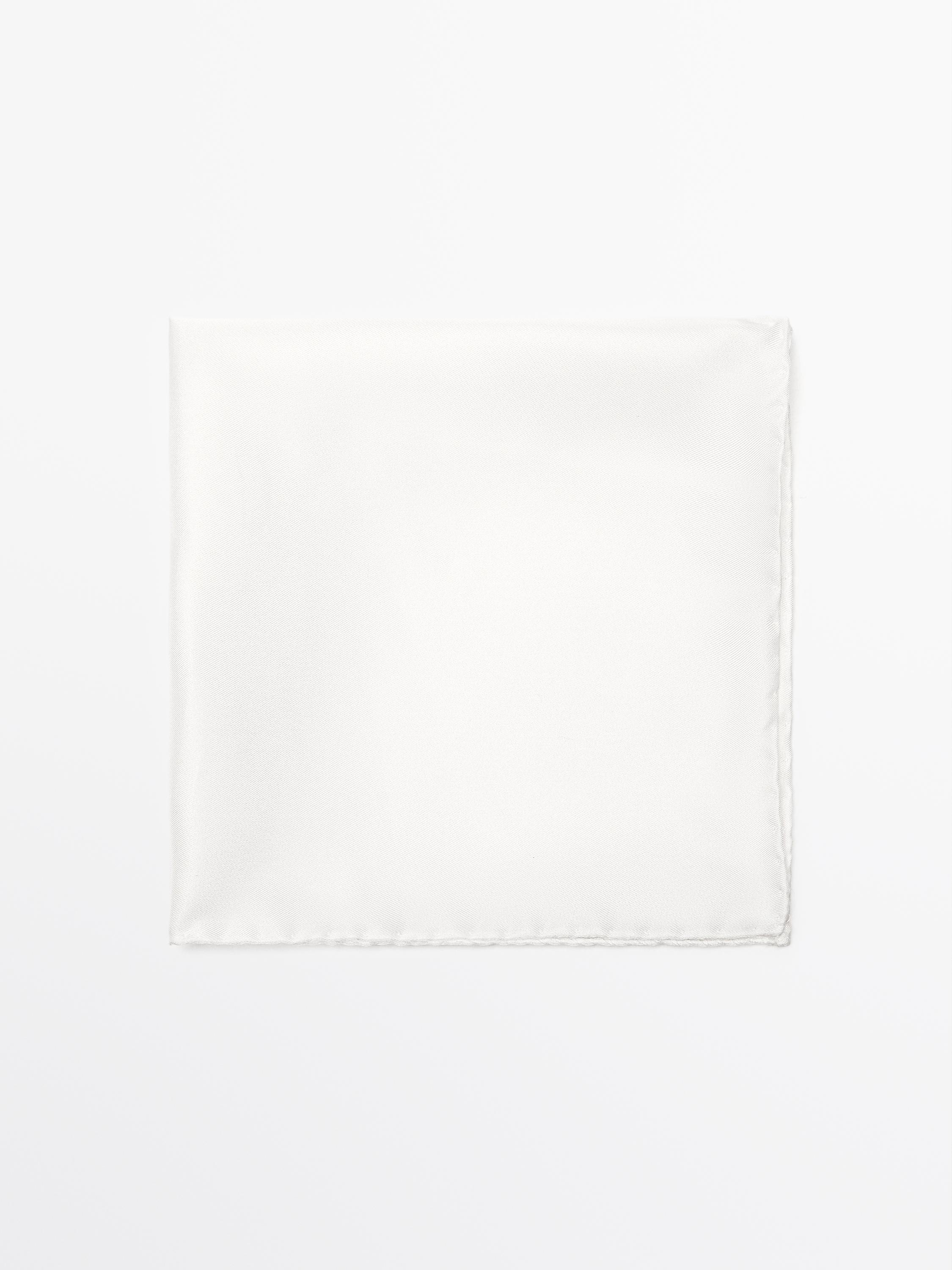 Plain 100% silk pocket square — WHITE