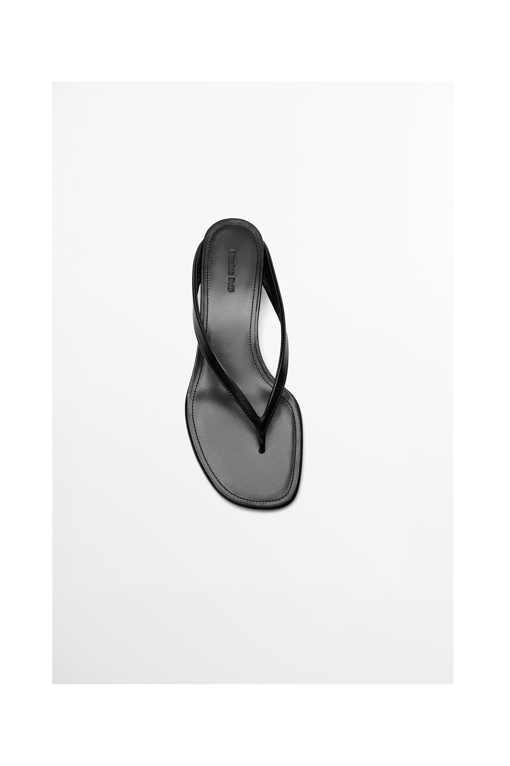 Mid-heel toe sandal — BLACK