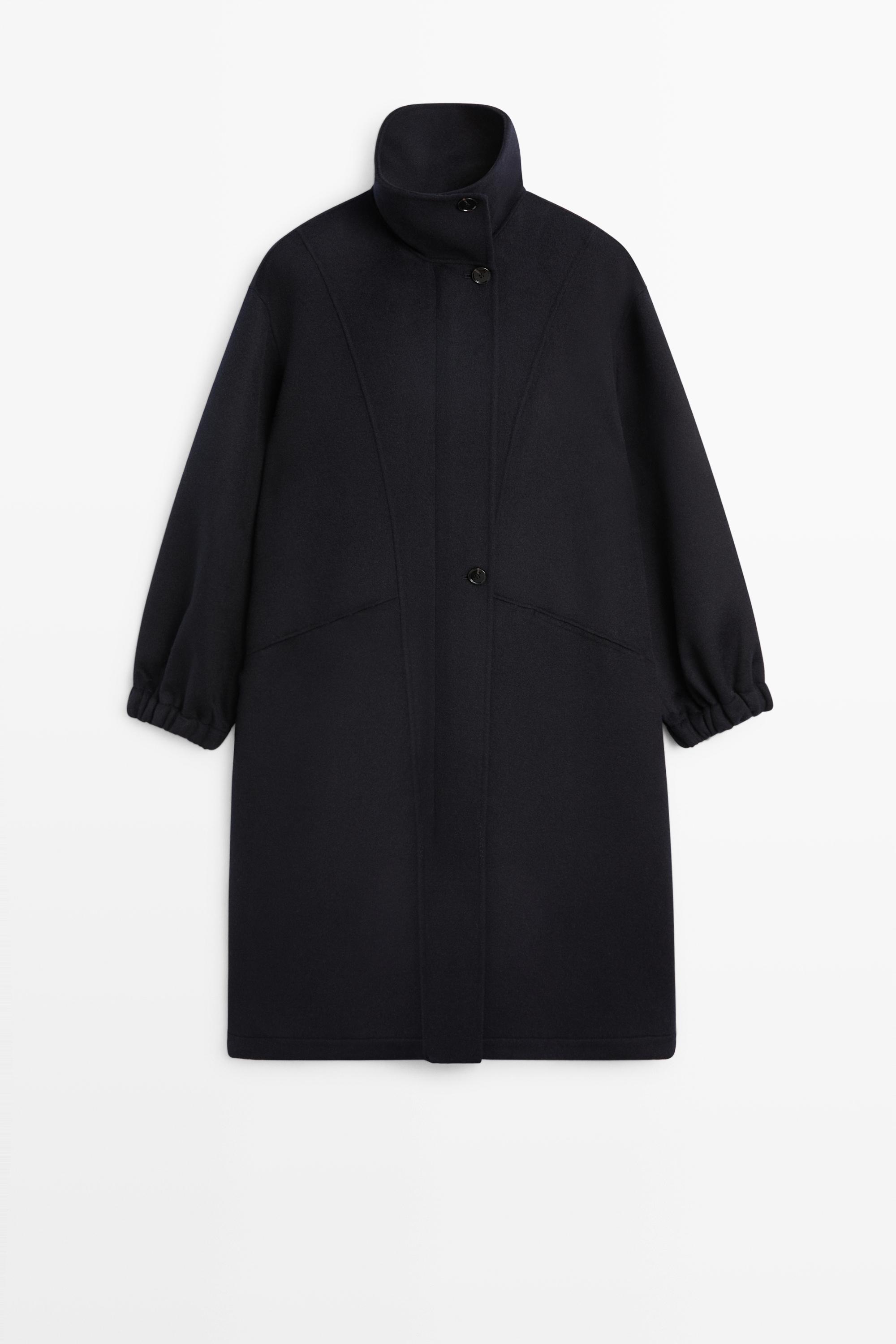 Long wool blend high-collar parka