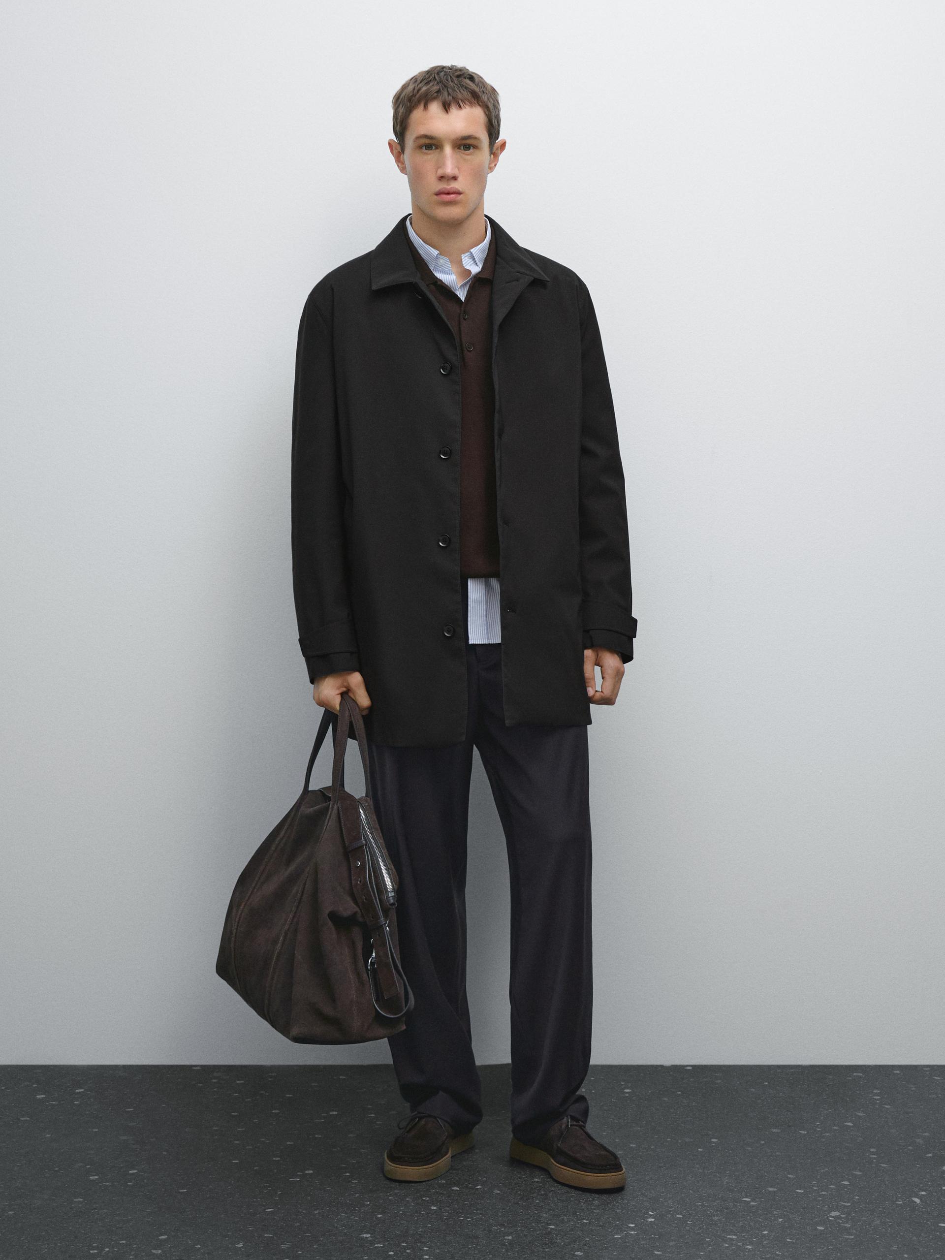 Trench In Tessuto Water Repellent - Blu Marino - S - Massimo Dutti - Maschile