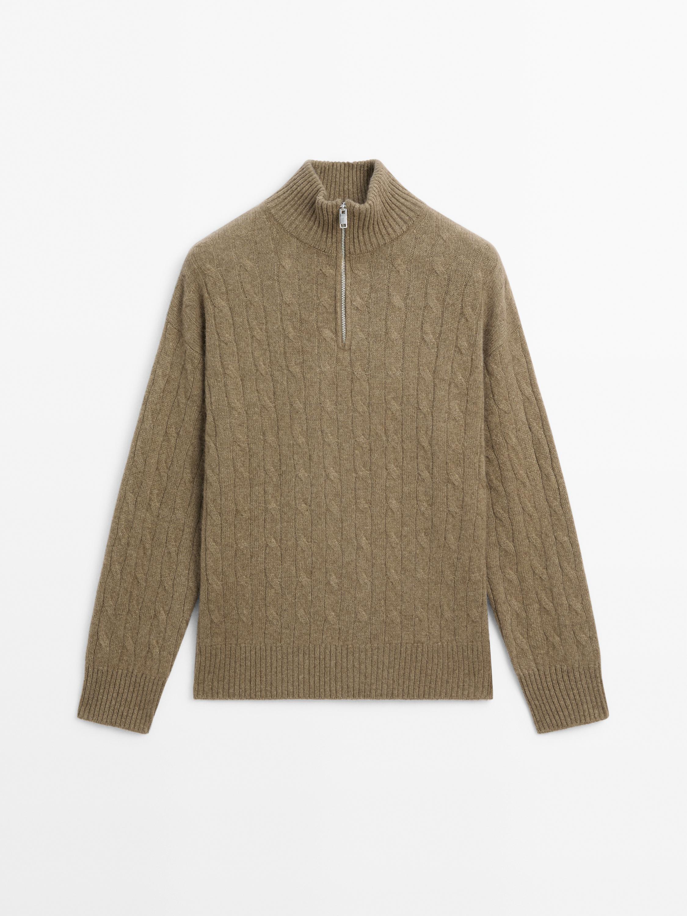 Jersey cuello alto cremallera 100% cashmere