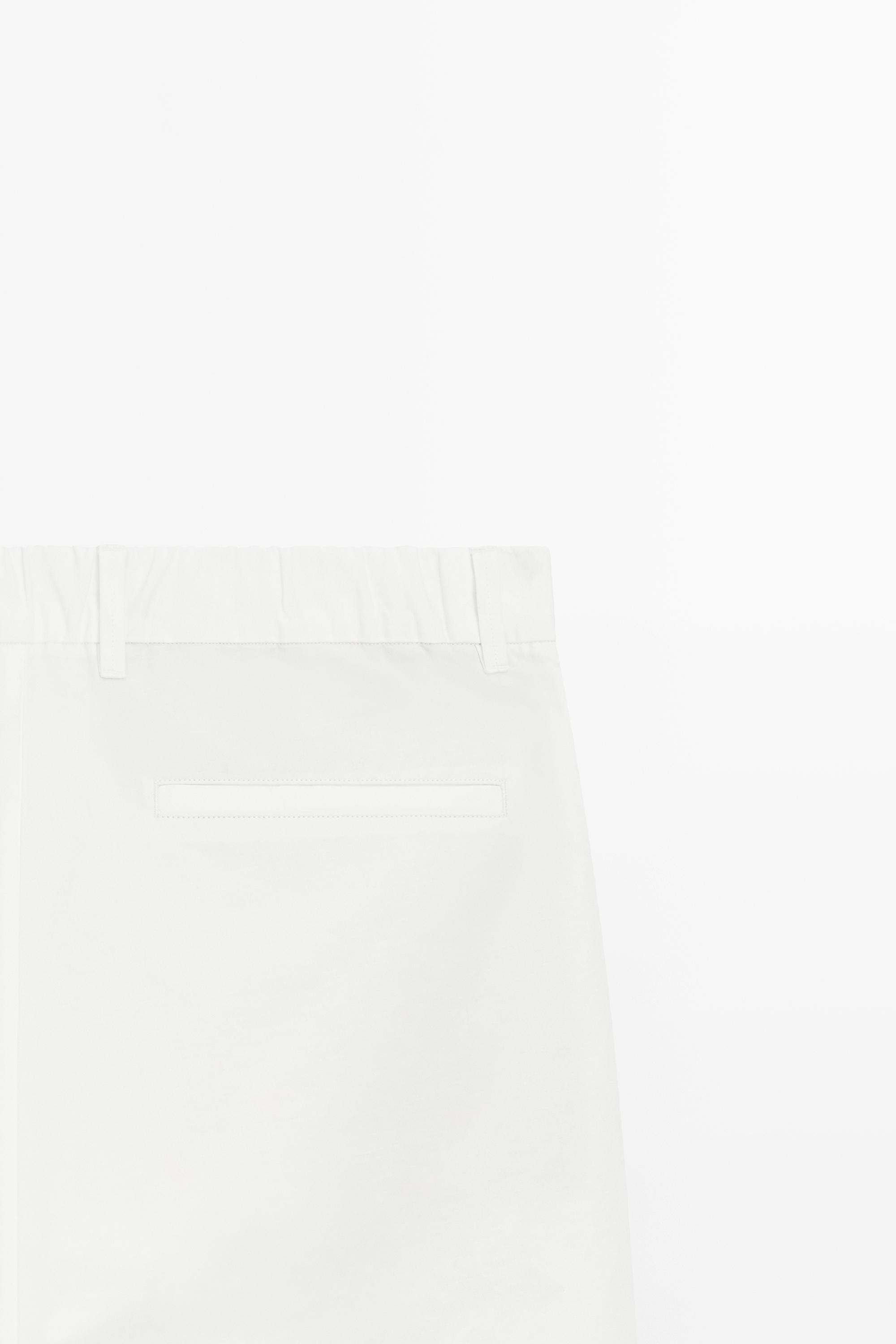 Cotton and linen barrel fit poplin trousers — WHITE