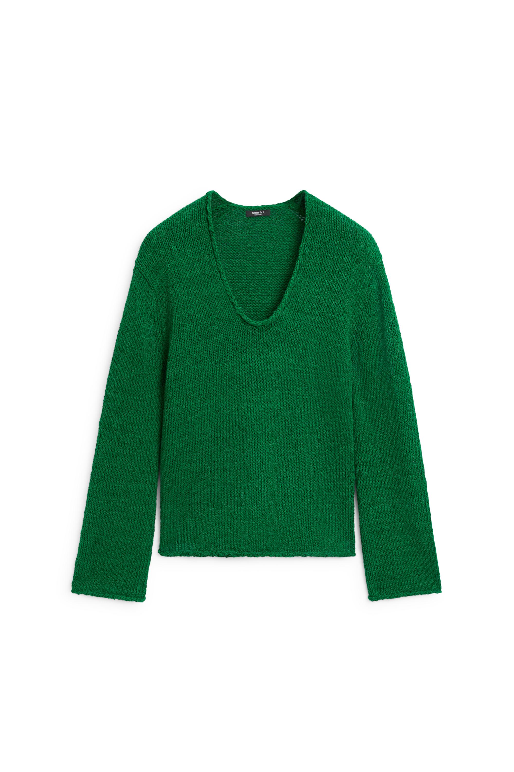 Cotton-blend knit sweater — GREEN