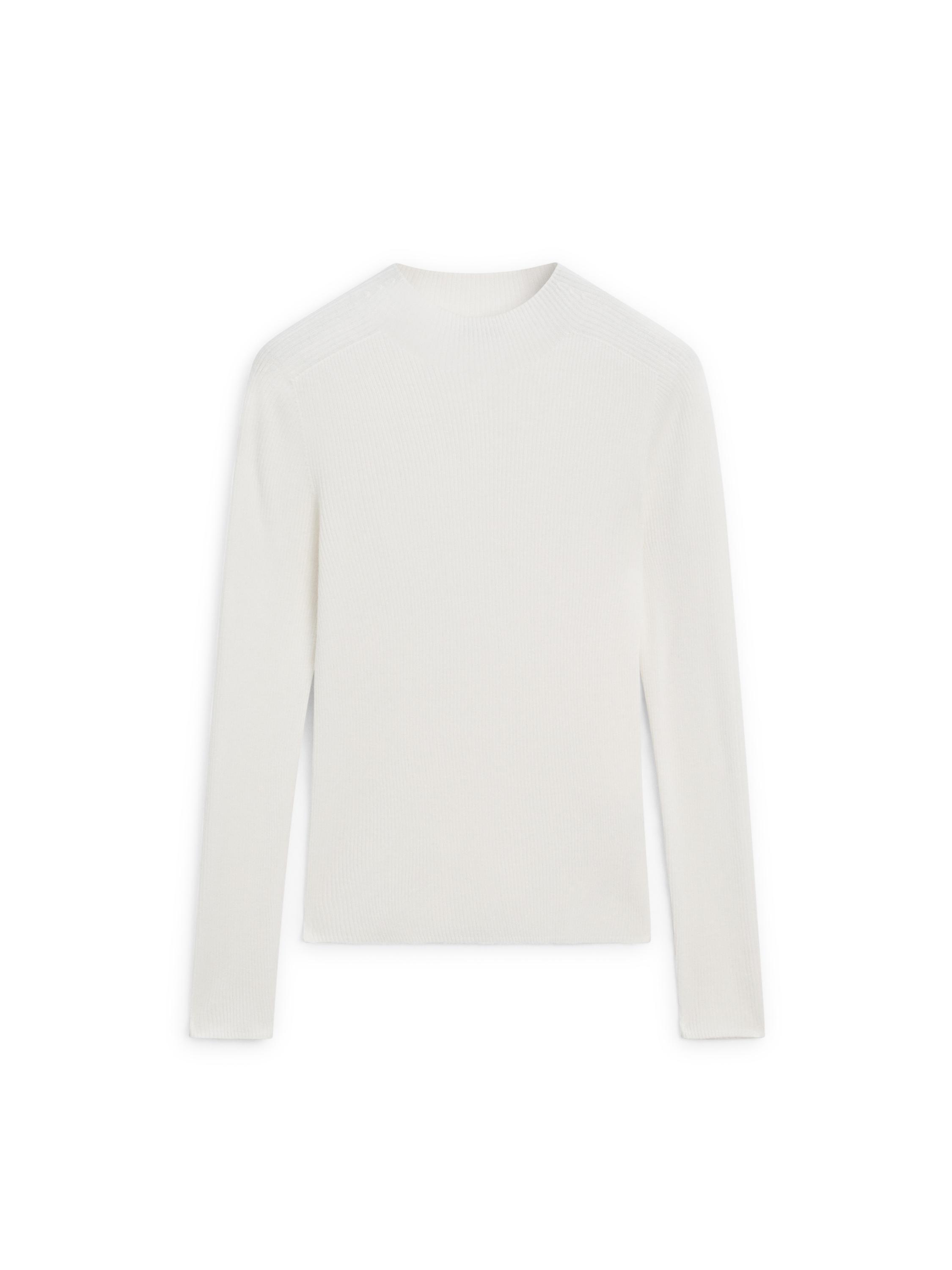 Ribbed knit mock turtleneck sweater — CREAM