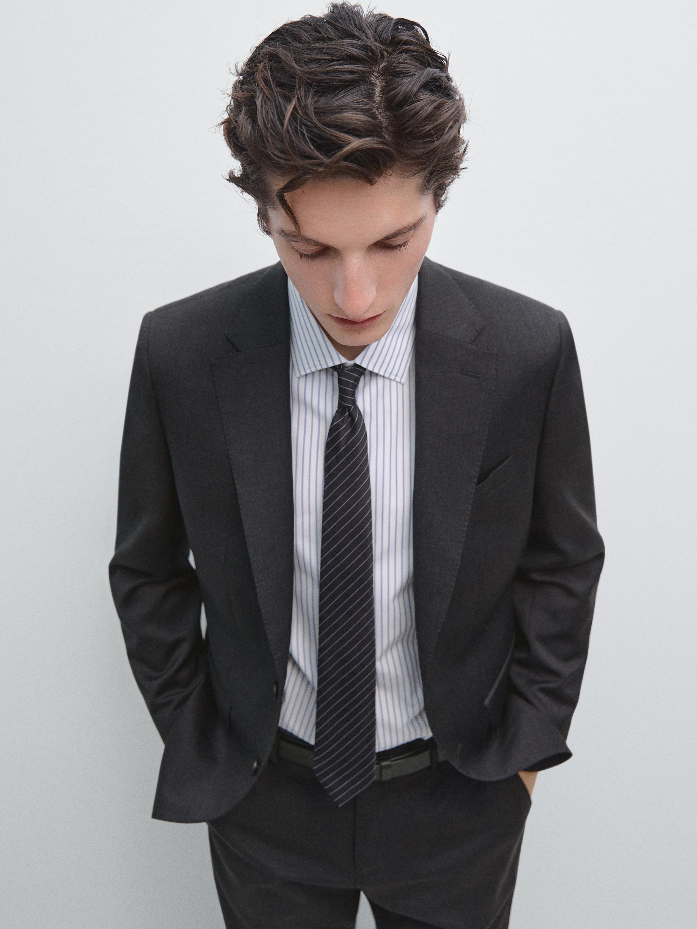 100% cool wool suit blazer — CHARCOAL