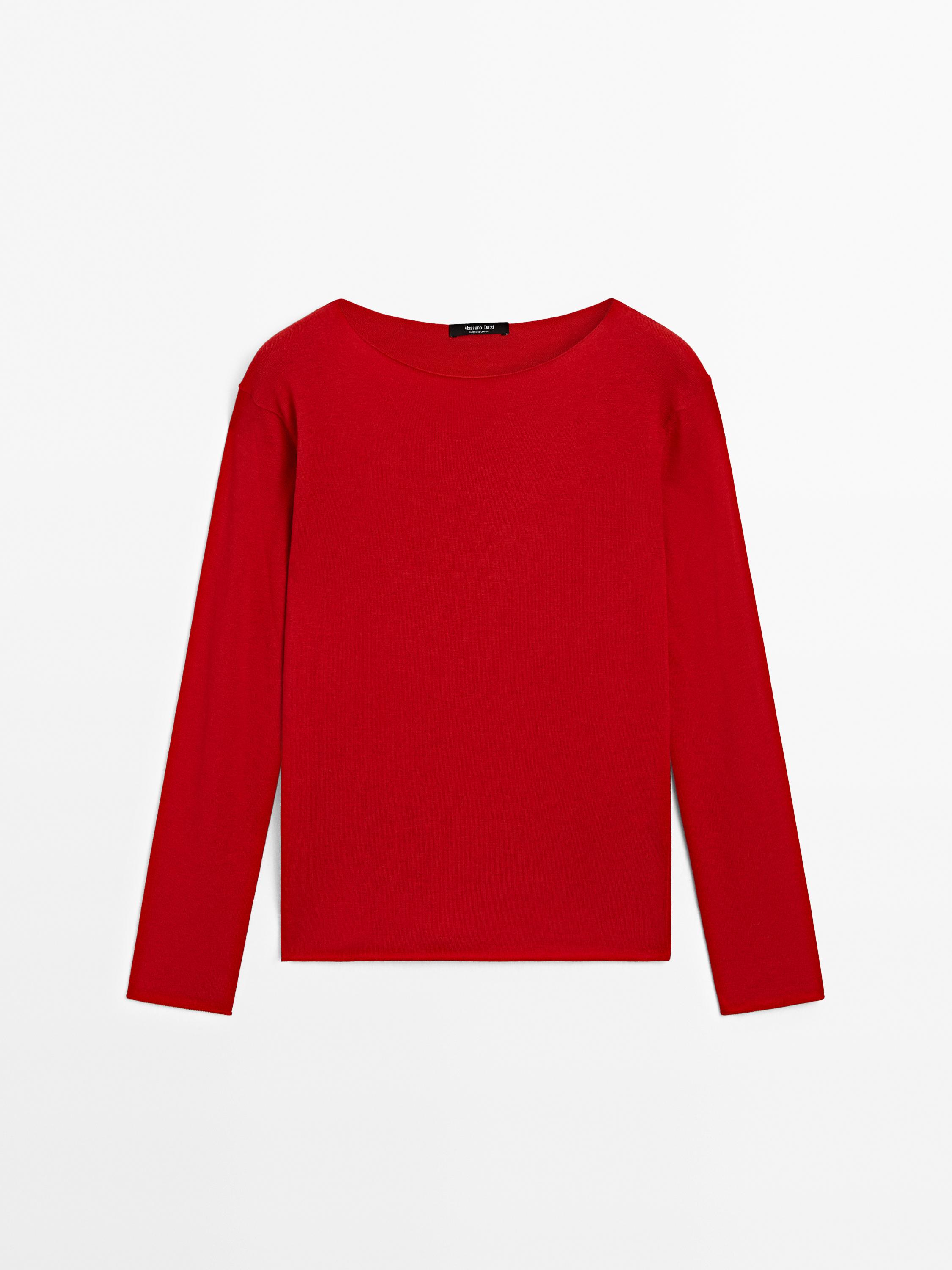 Svetr z vlněné směsi s lodičkovým výstřihem