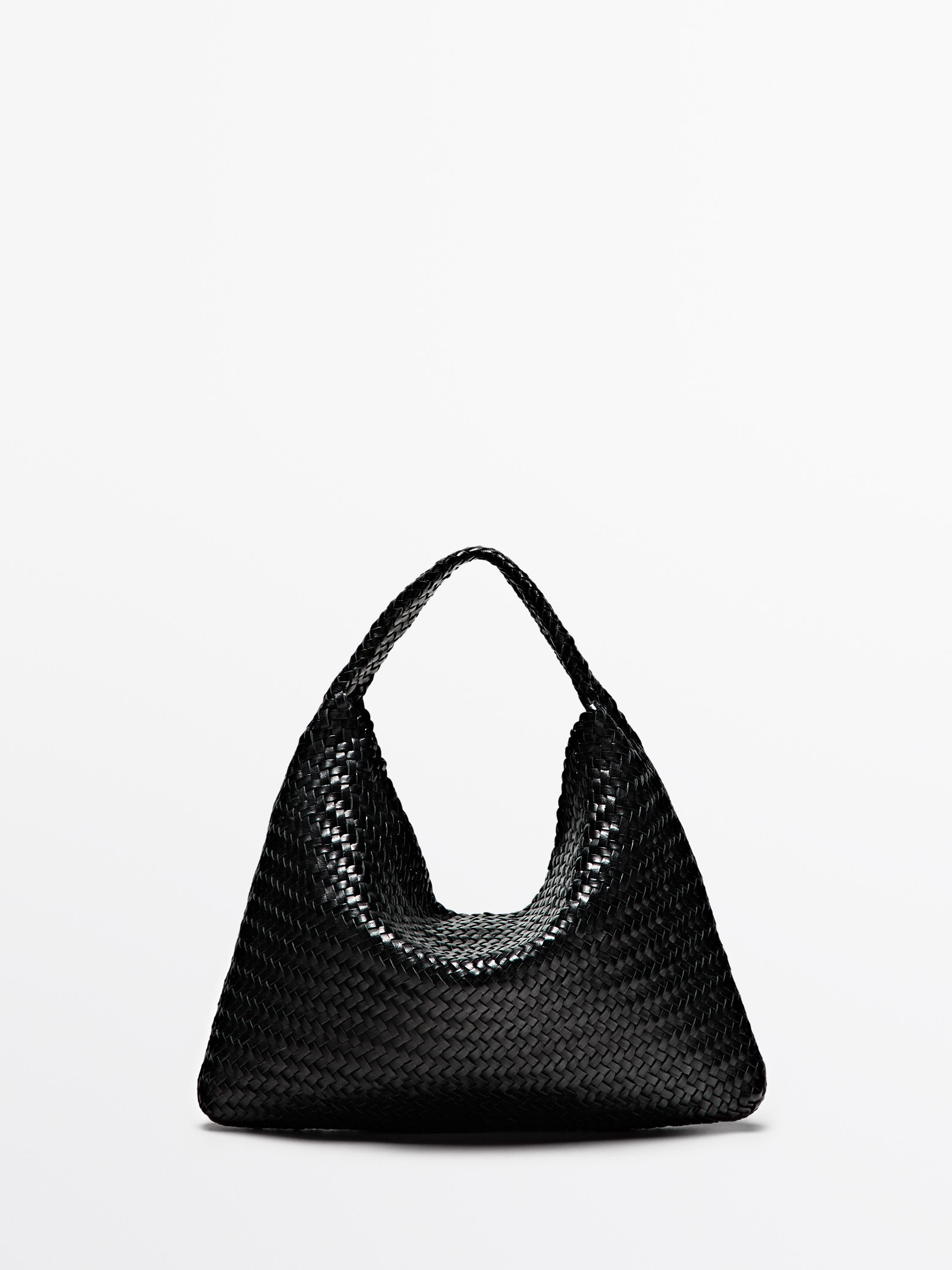 Mala tote bag entrançada em pele napa