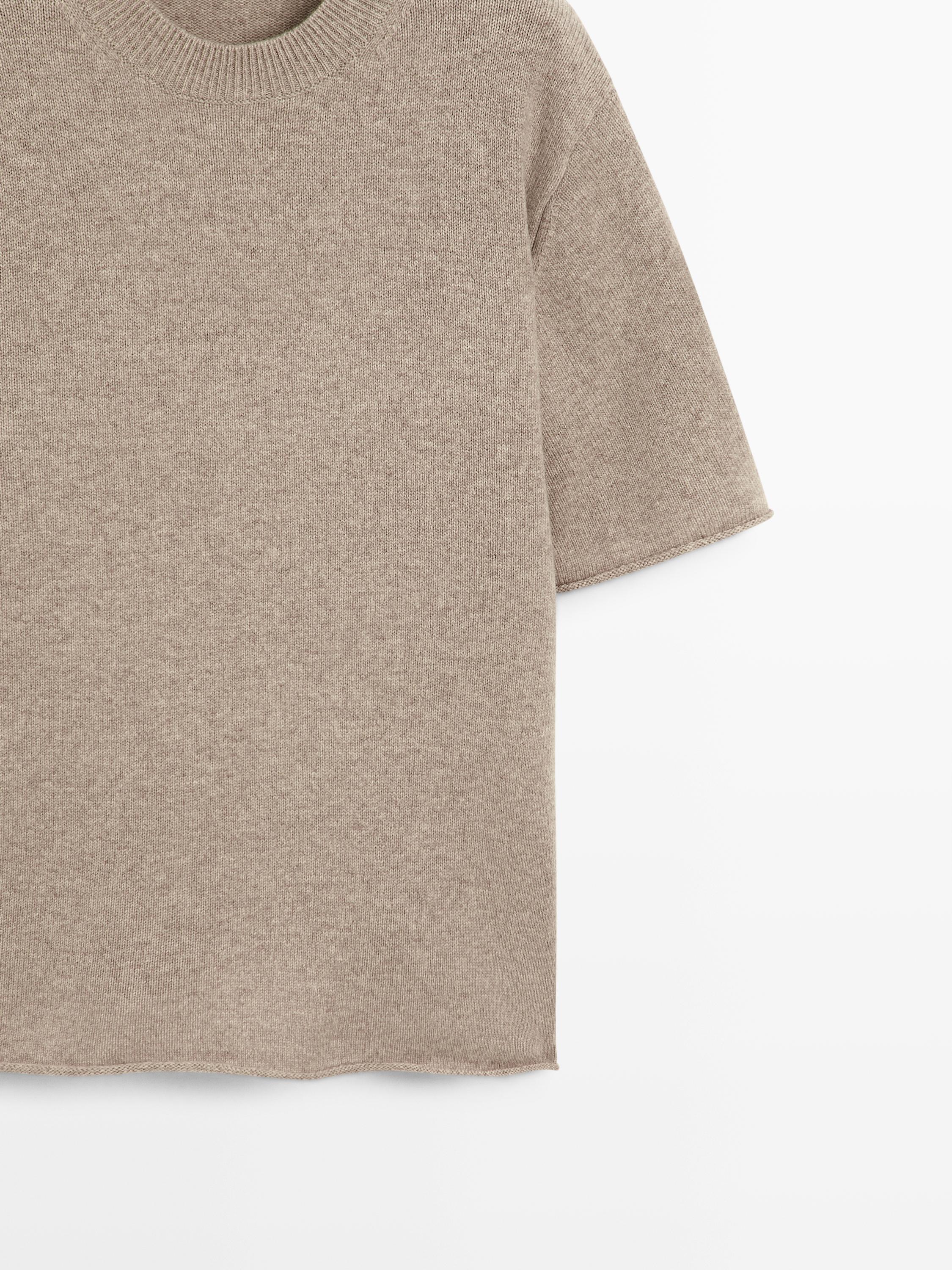 Oversize wool sweater with short sleeves — MOLE BROWN