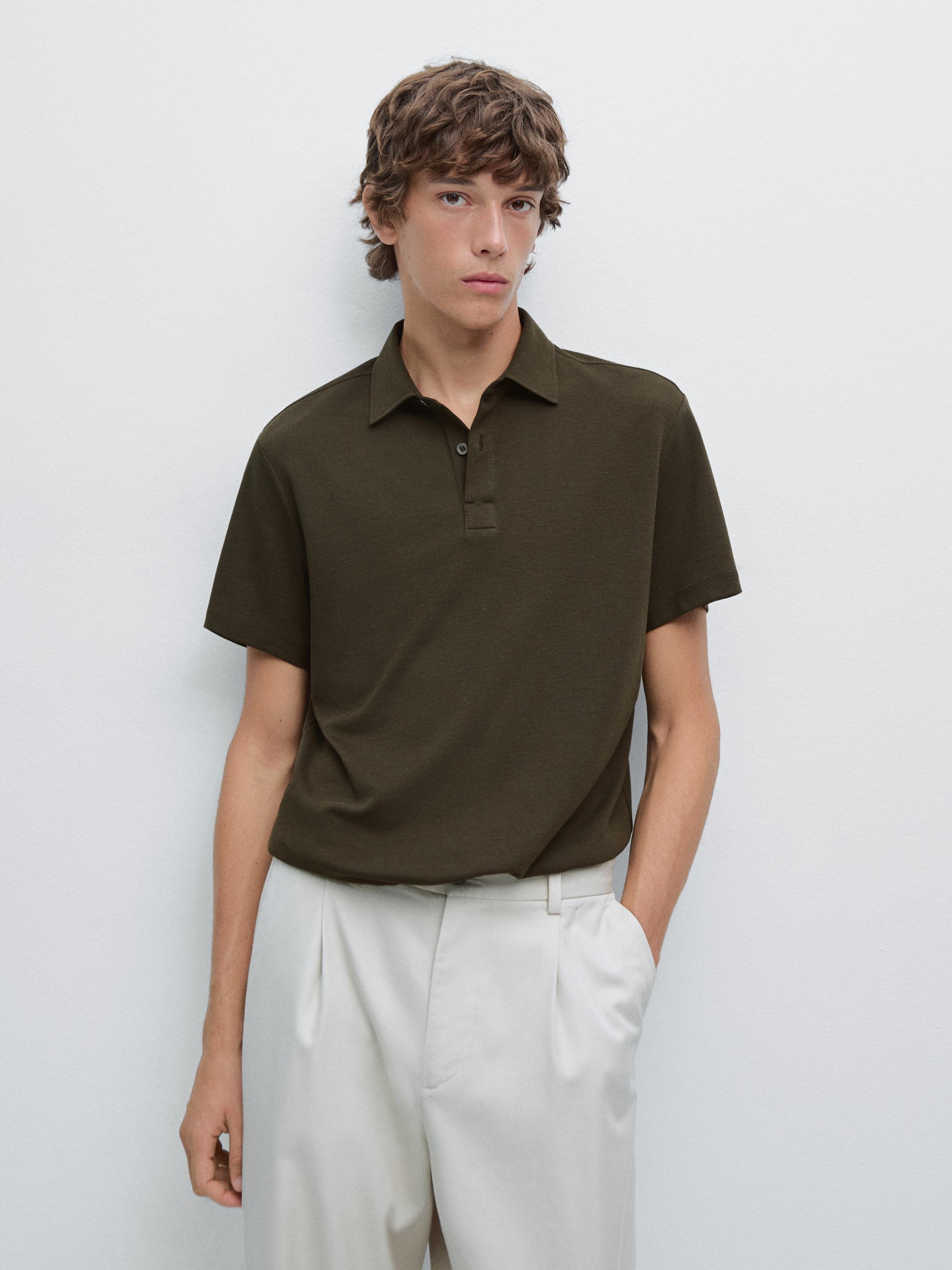 Cotton blend short sleeve polo shirt