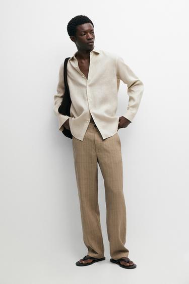 Regular fit 100% extra-fine linen shirt — BEIGE 1