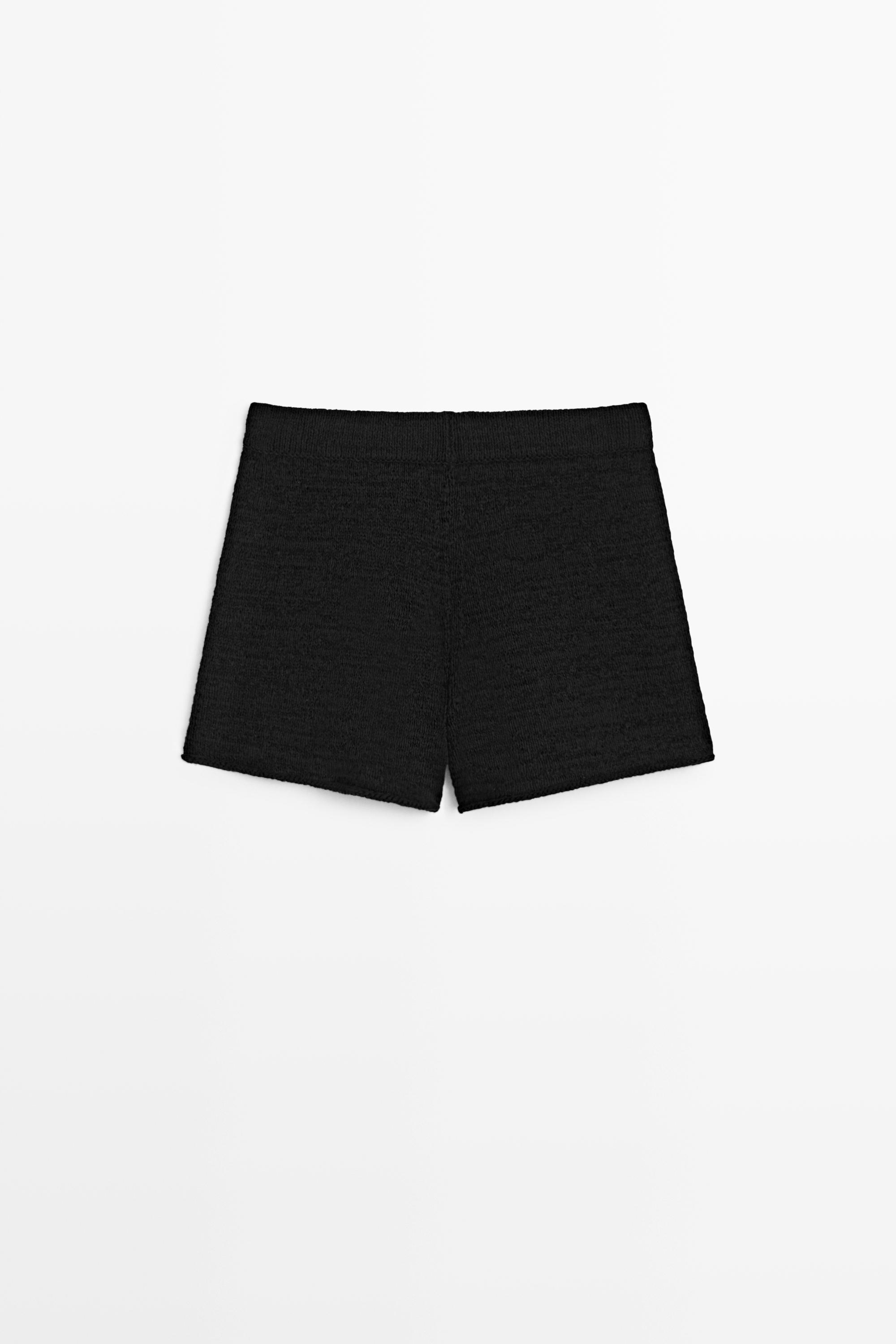 Textured knit shorts — BLACK