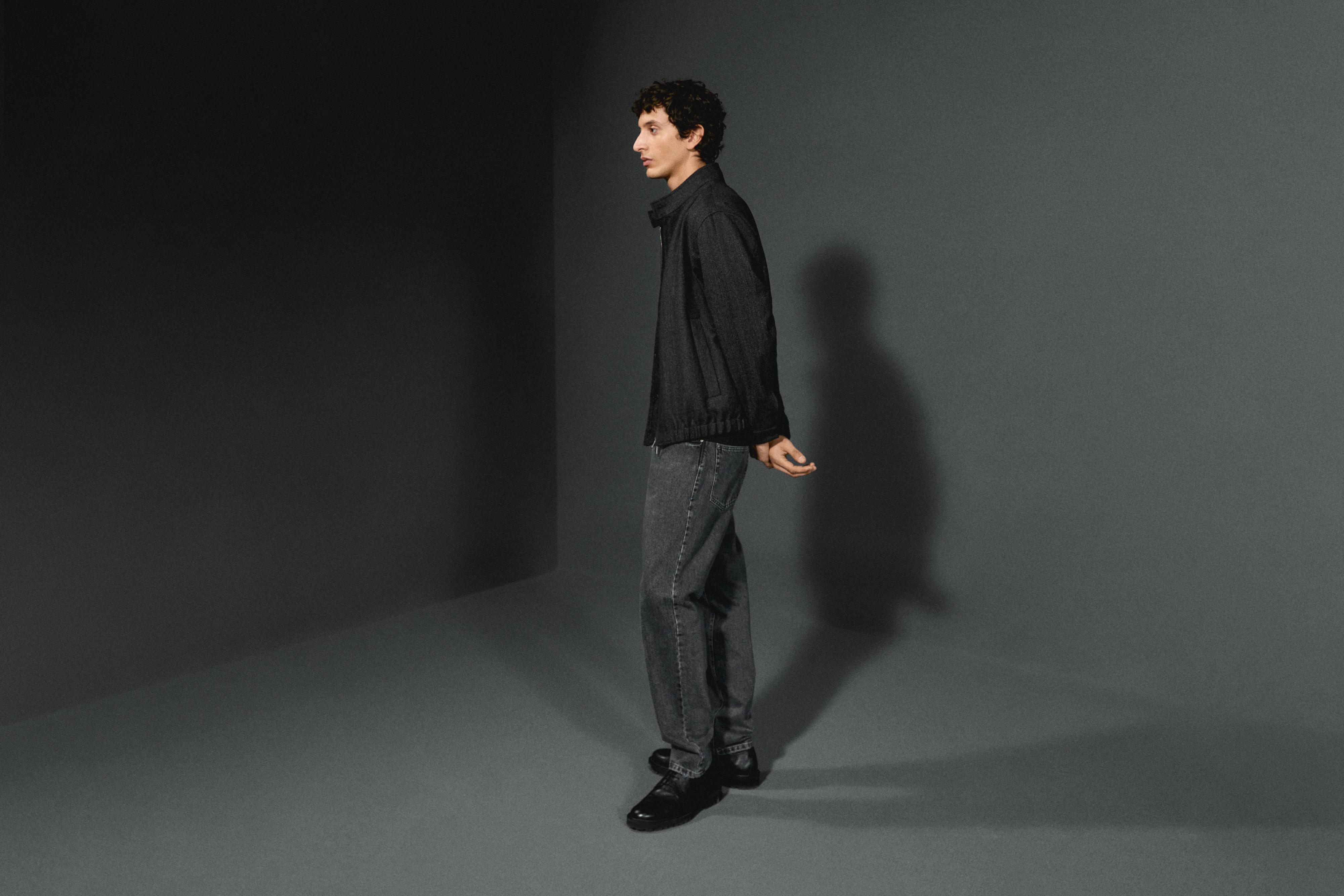 100% wool herringbone bomber jacket — GREY