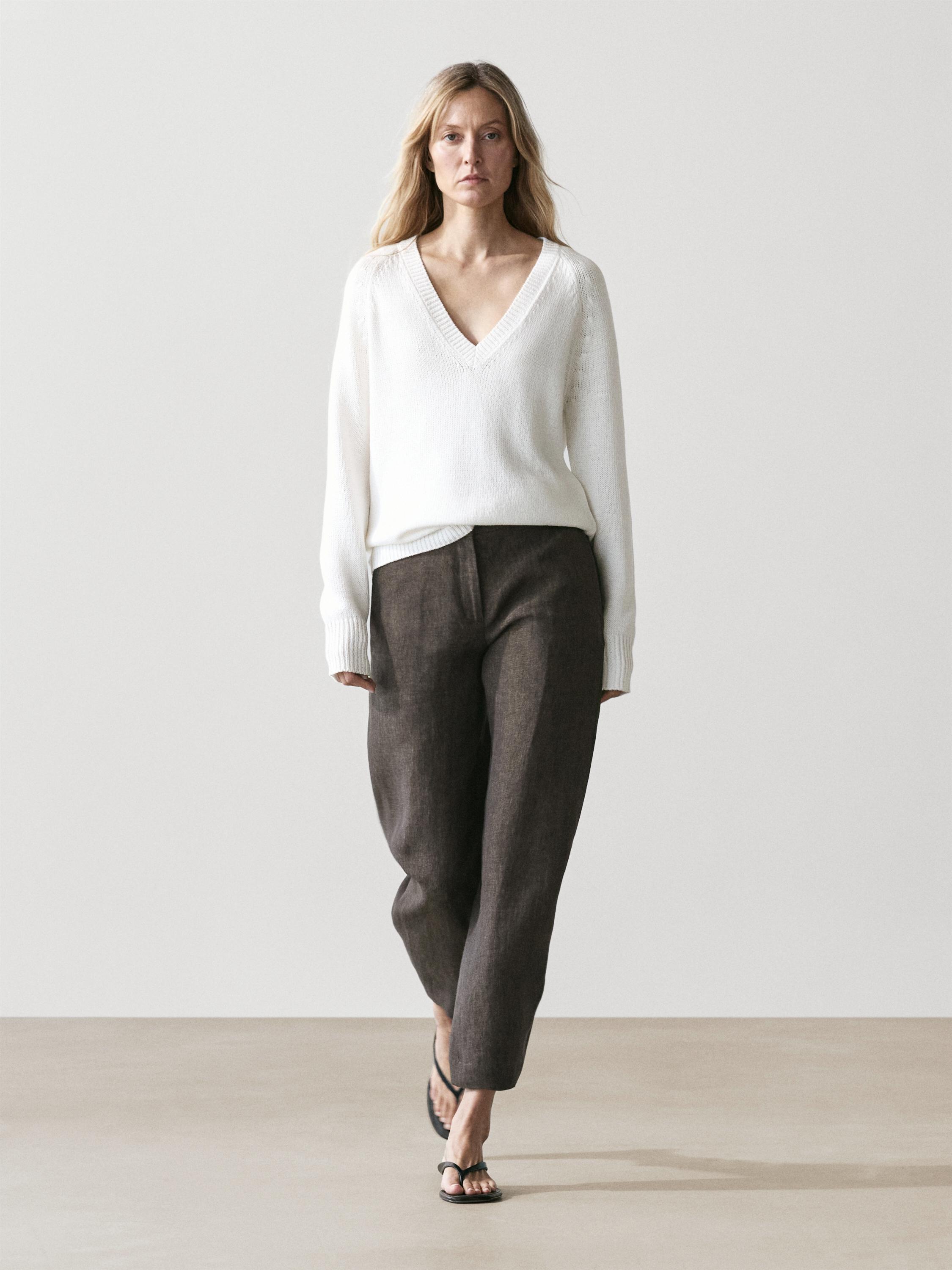 Linen barrel fit trousers