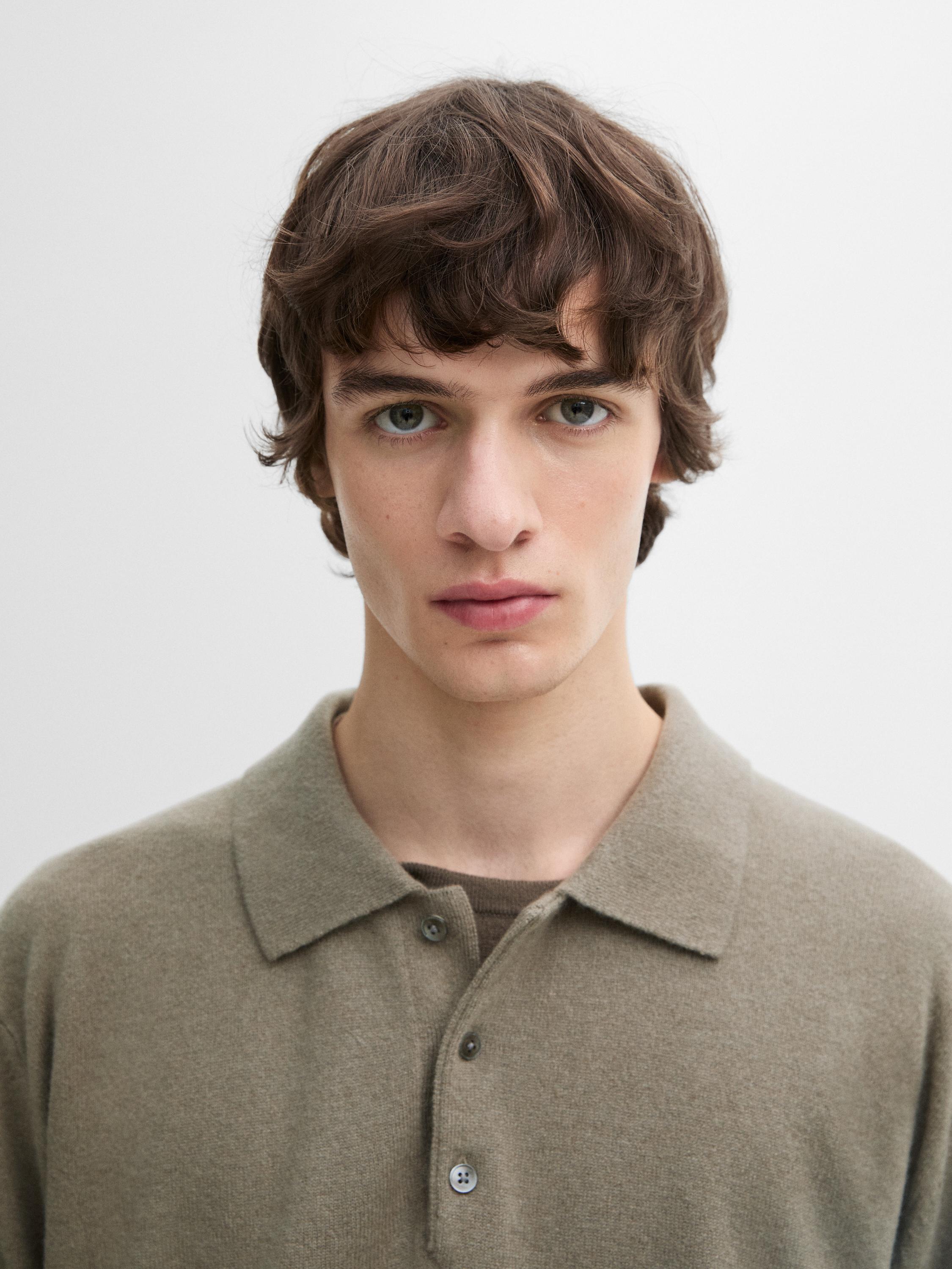Jersey punto cuello polo 100% cashmere