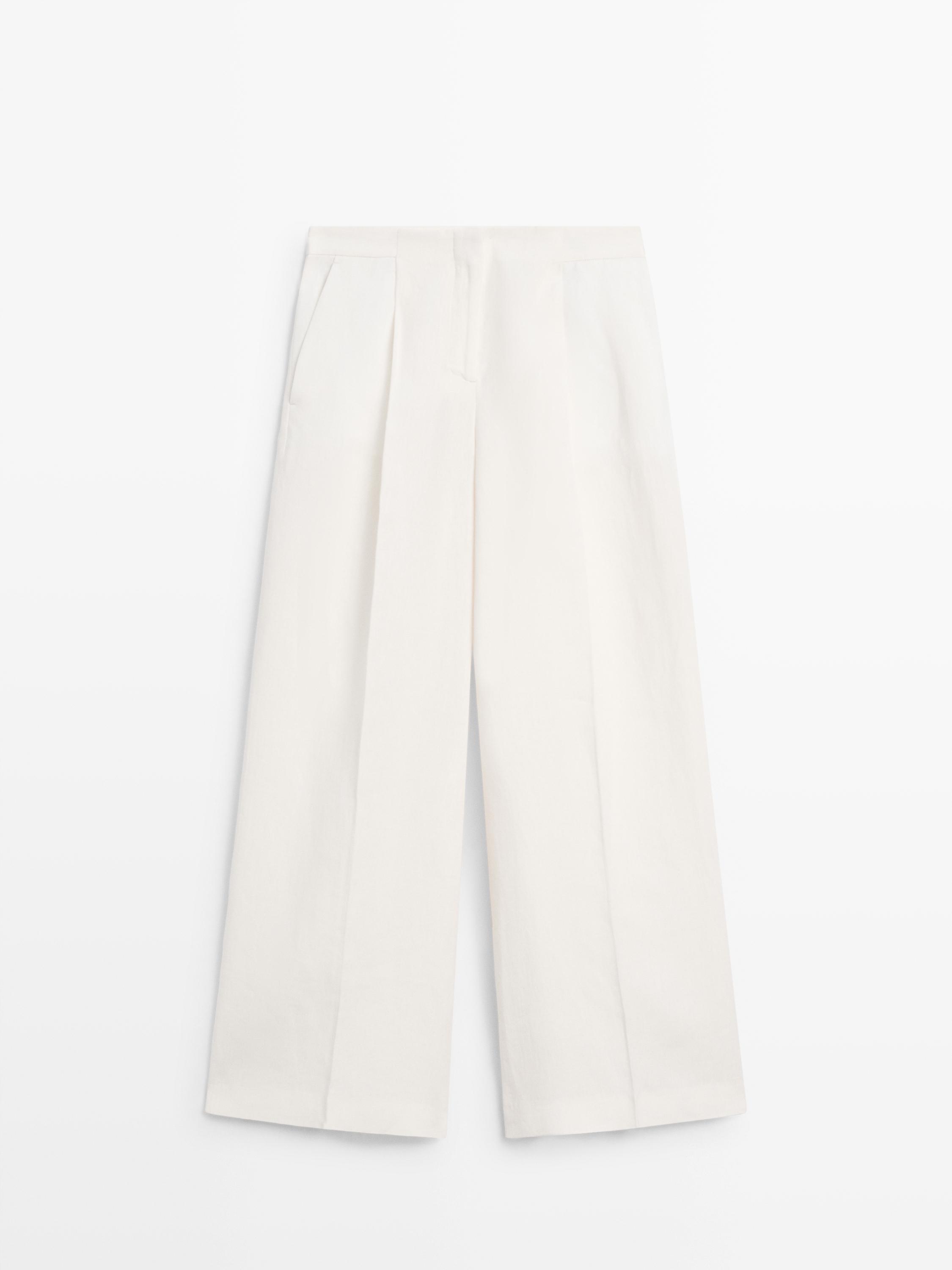 Flowing linen suit trousers — Off white