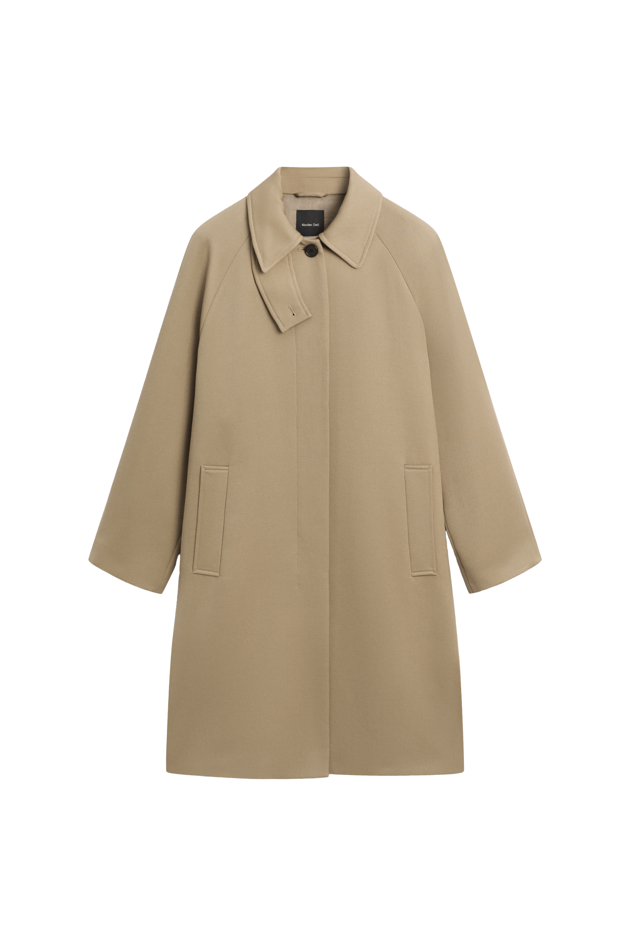 Suede raglan long sleeve coat, 100% wool · Beige · Coats | Massimo